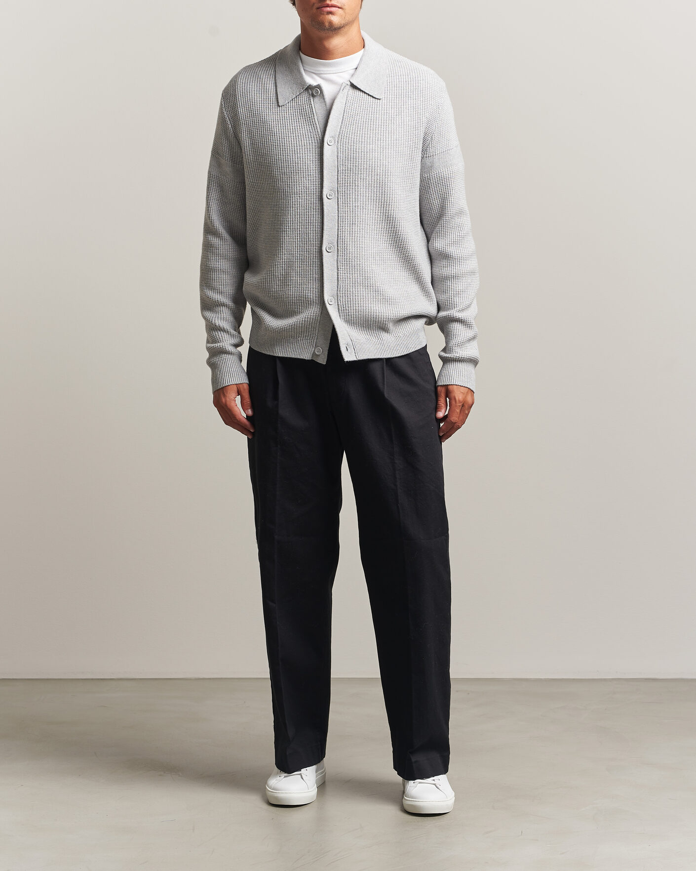 Herr | Tröjor | J.Lindeberg | Willem Knitted Cardigan Light Grey Melange