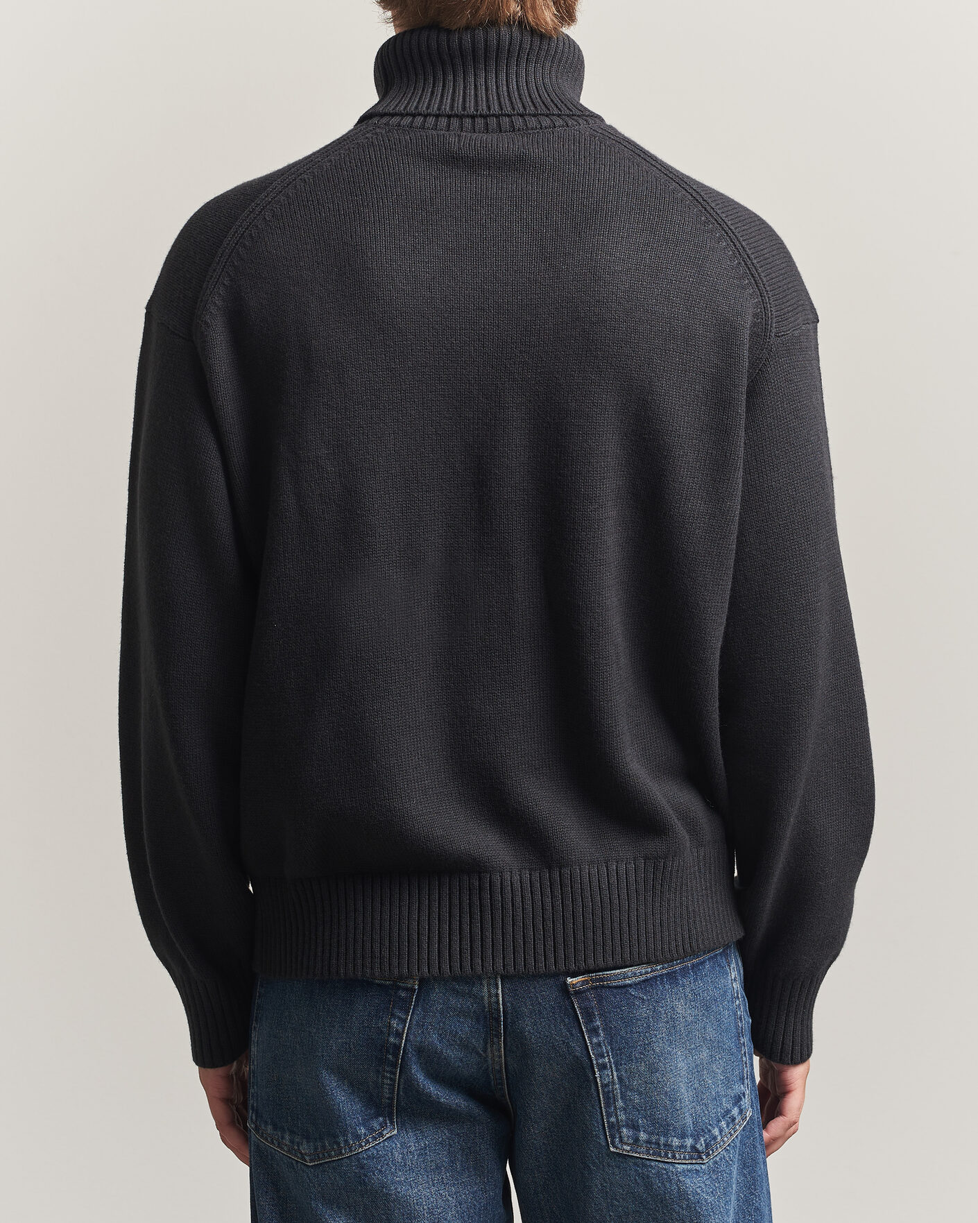 Herr | Tröjor | J.Lindeberg | Eddy Wool/Cotton Knitted Turtleneck Black