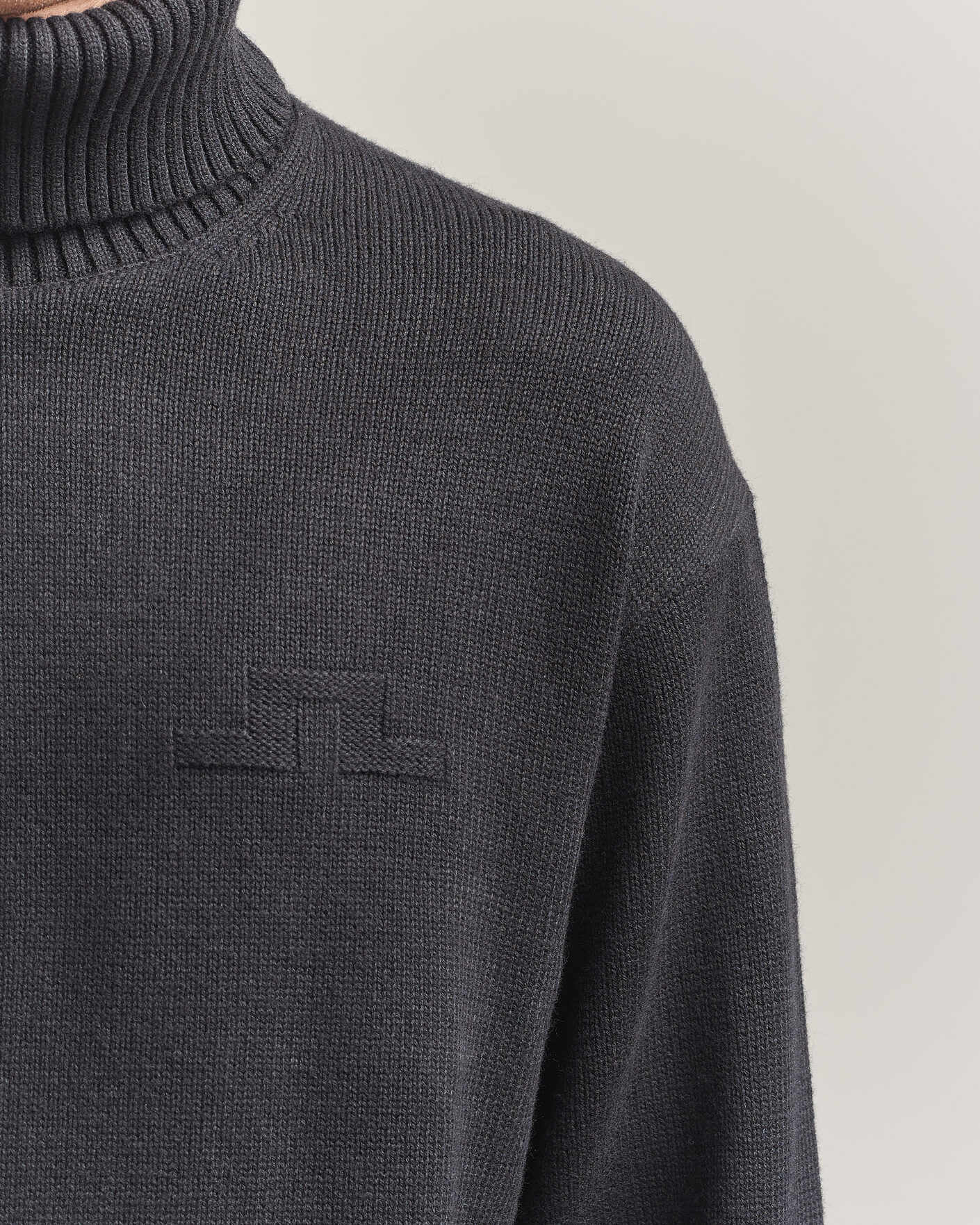 Herr | Tröjor | J.Lindeberg | Eddy Wool/Cotton Knitted Turtleneck Black