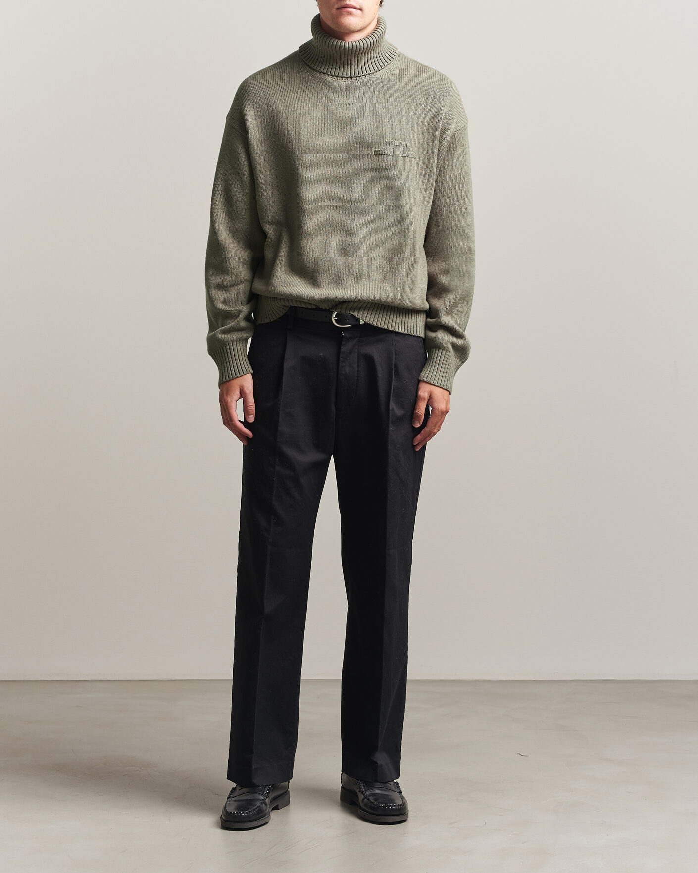 Herr | Tröjor | J.Lindeberg | Eddy Wool/Cotton Knitted Turtleneck Brindle
