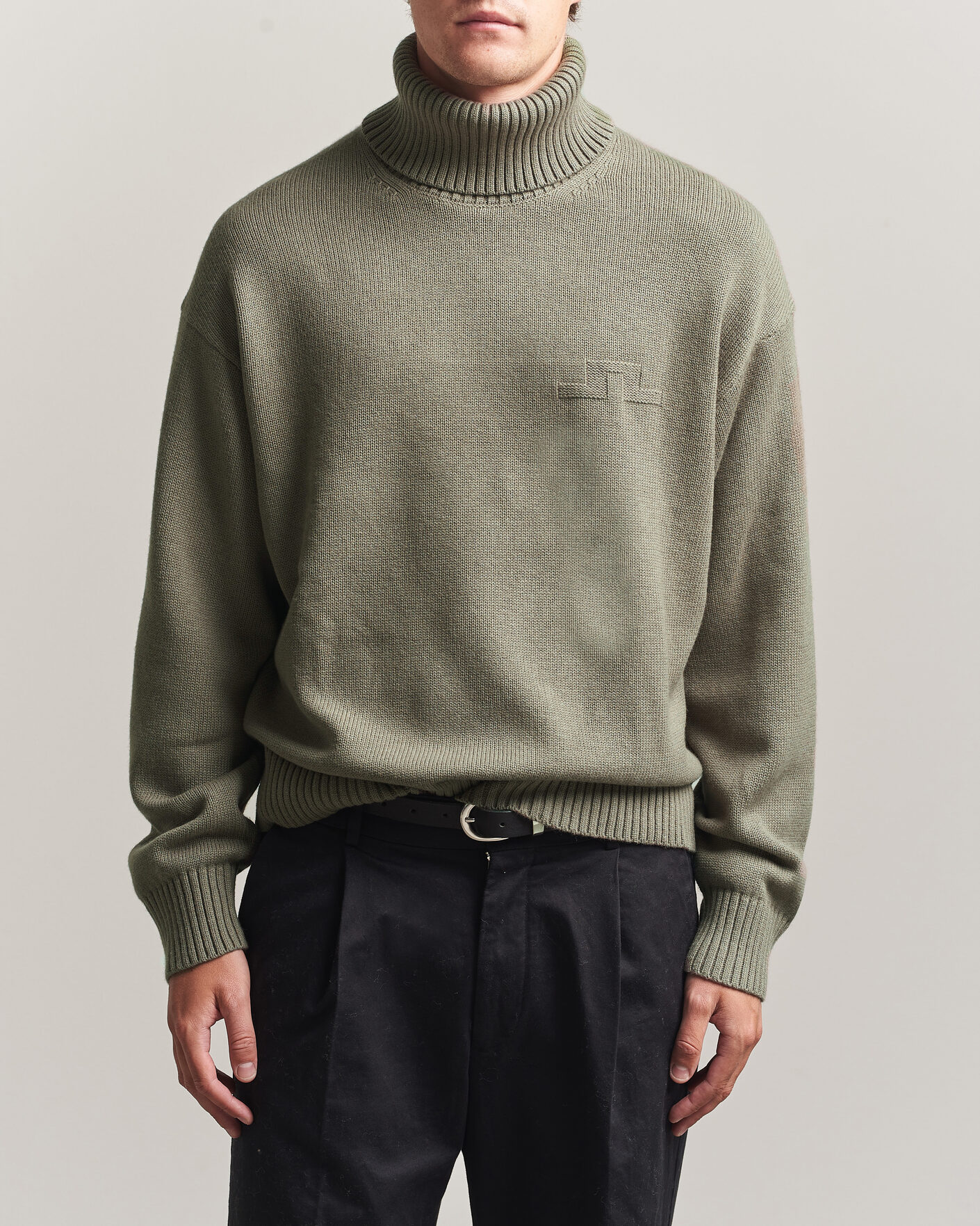 Herr | Tröjor | J.Lindeberg | Eddy Wool/Cotton Knitted Turtleneck Brindle