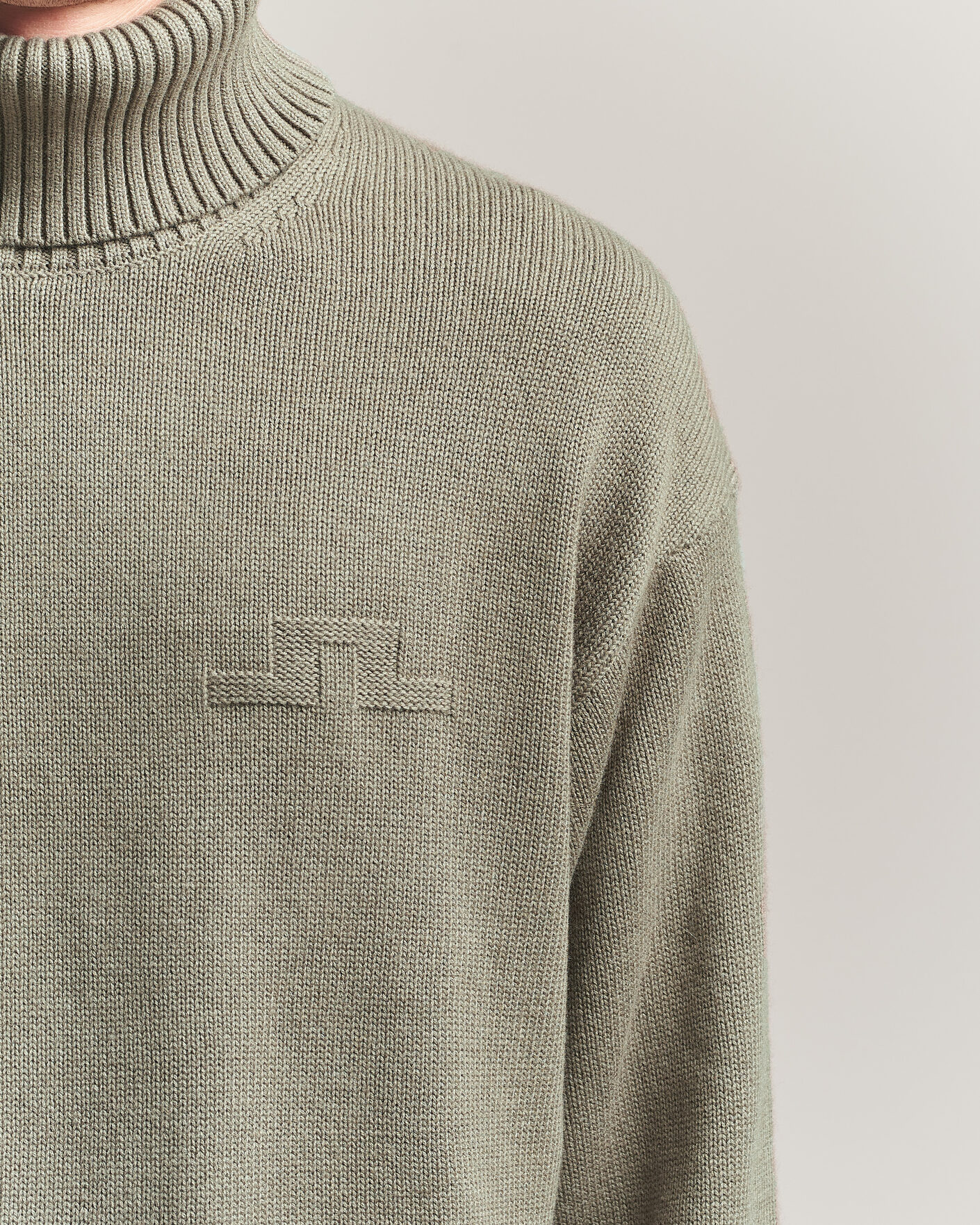 Herr | Tröjor | J.Lindeberg | Eddy Wool/Cotton Knitted Turtleneck Brindle