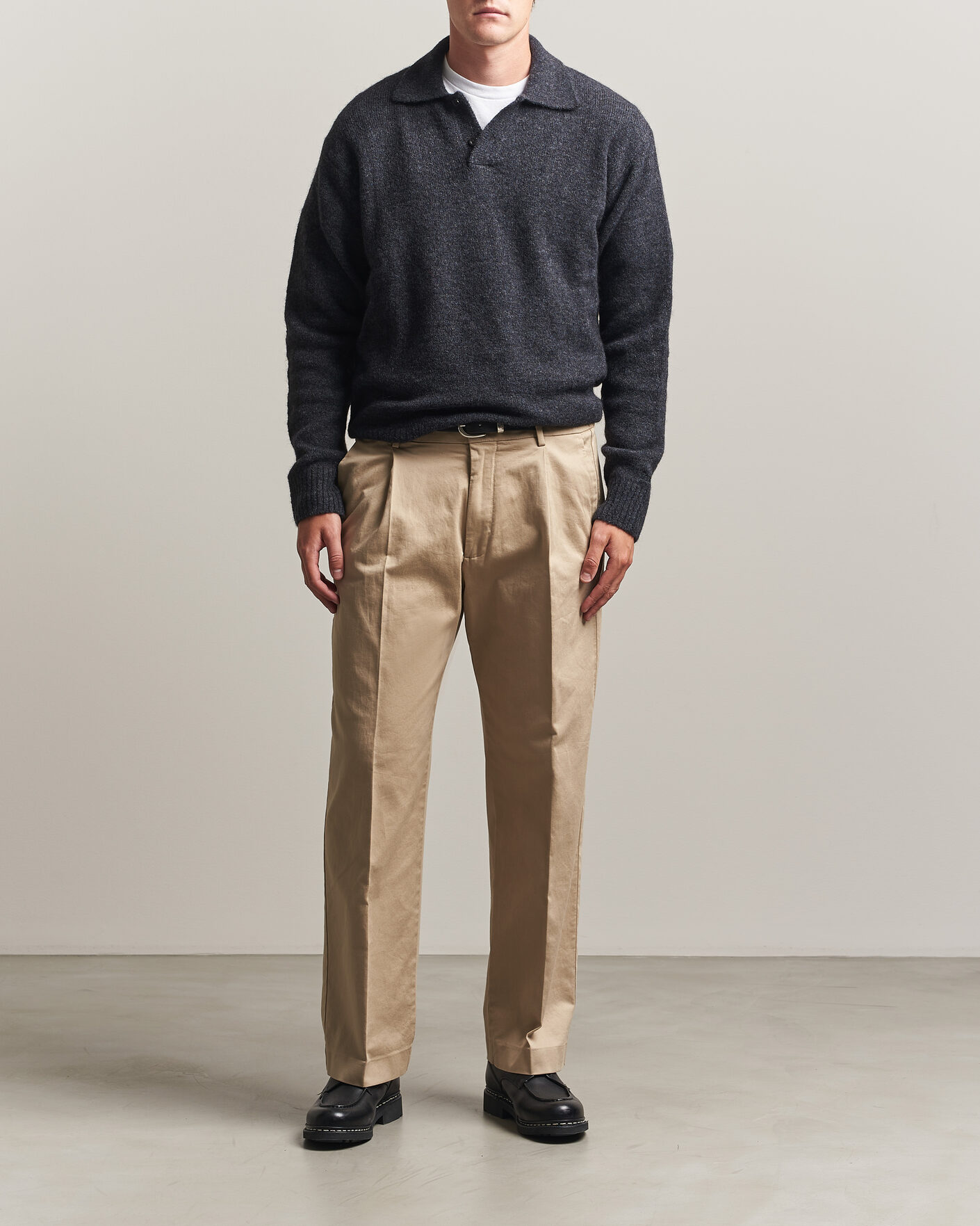 Herr | Tröjor | Forét | Alpine Polo Knit Dark Grey Melange