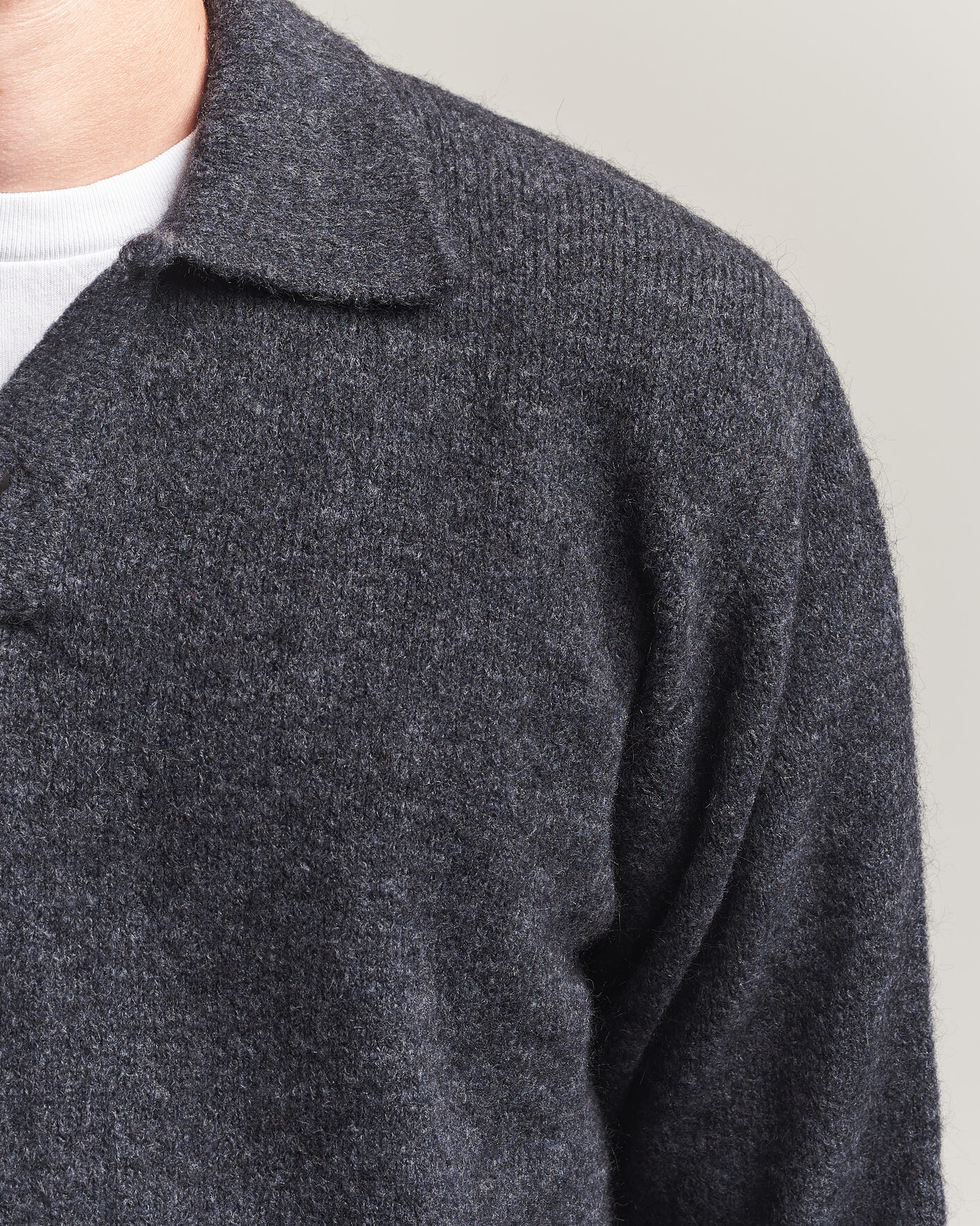 Herr | Tröjor | Forét | Alpine Polo Knit Dark Grey Melange