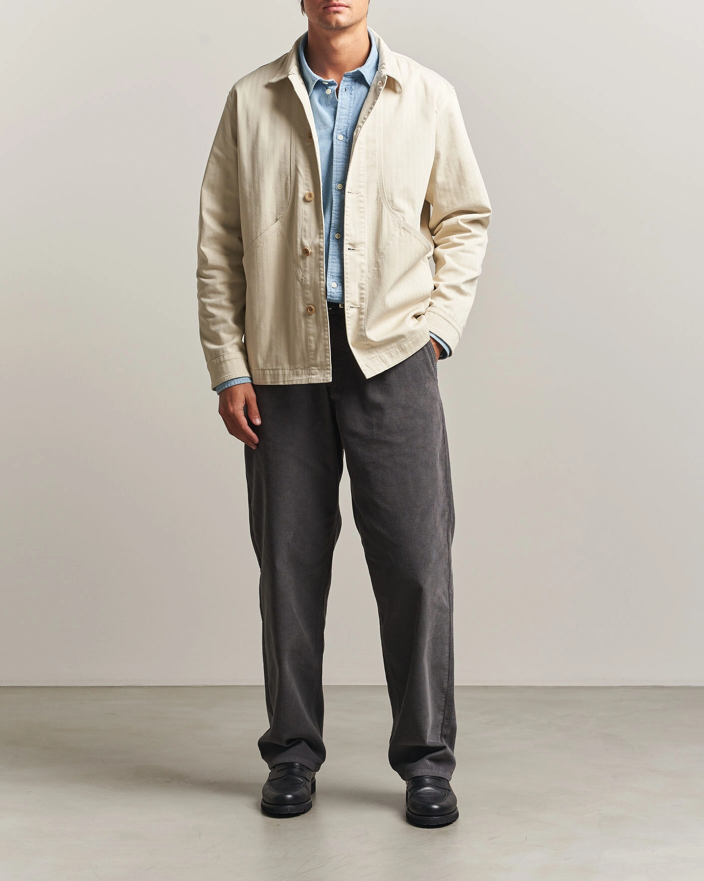Herr | Skjortor | Forét | Berry Herringbone Overshirt Oat