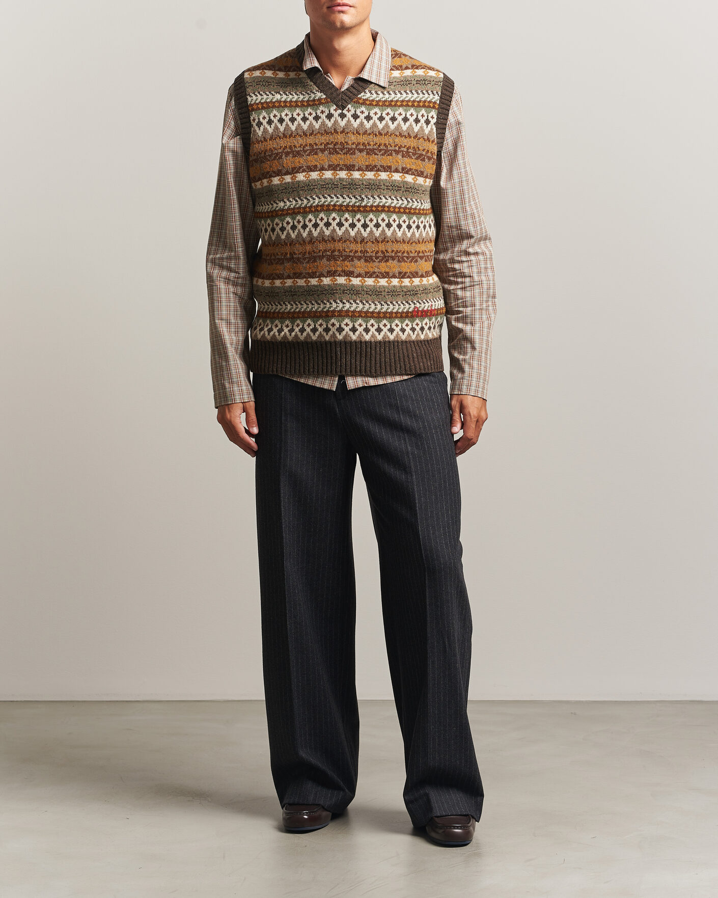 Herr | Tröjor | Forét | Fairisle Lambswool Vest Thyme