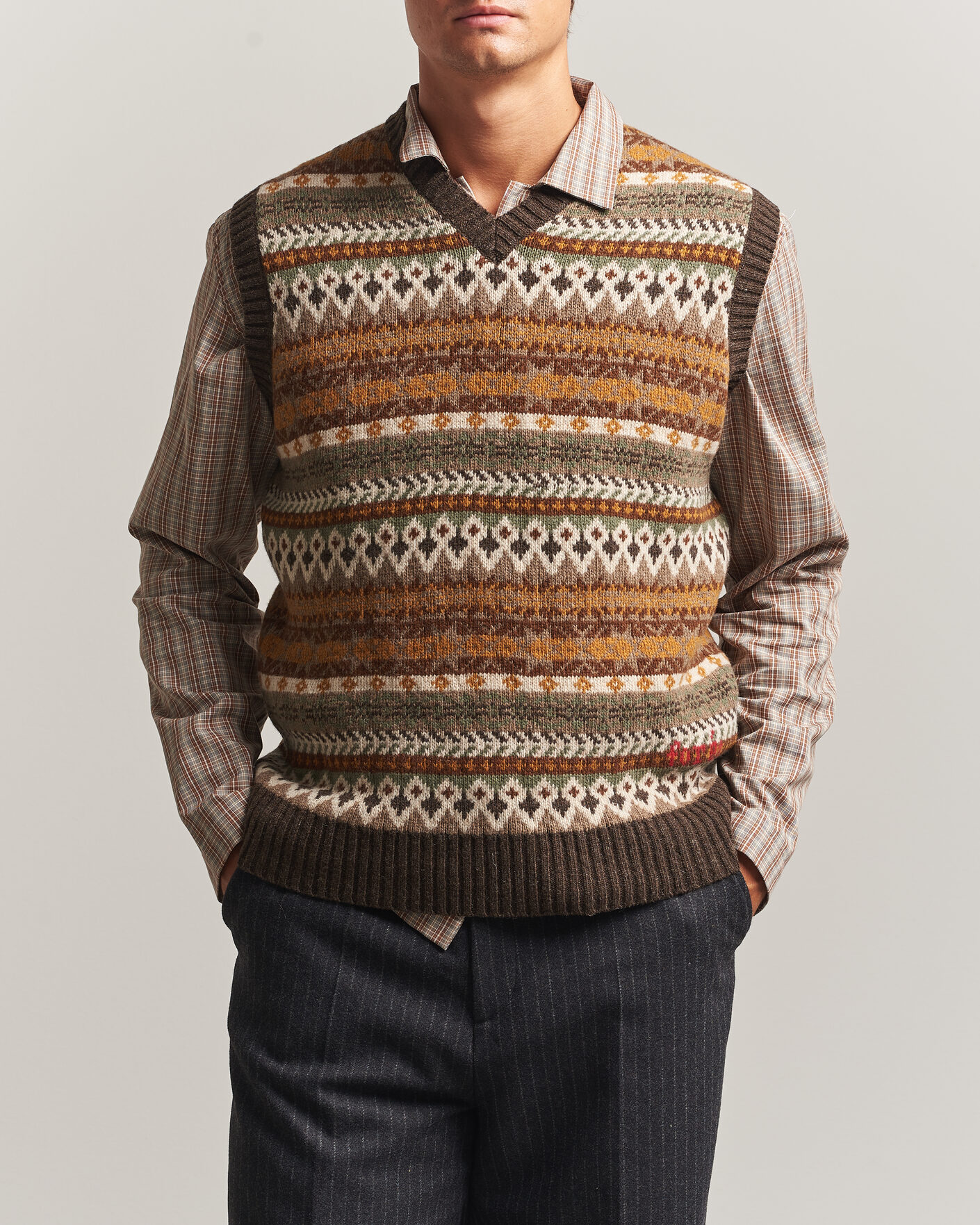 Herr | Tröjor | Forét | Fairisle Lambswool Vest Thyme
