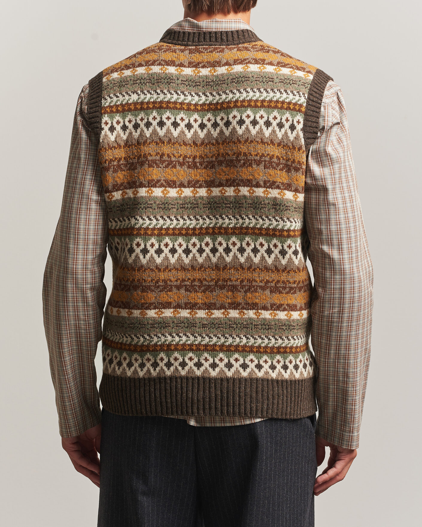 Herr | Tröjor | Forét | Fairisle Lambswool Vest Thyme