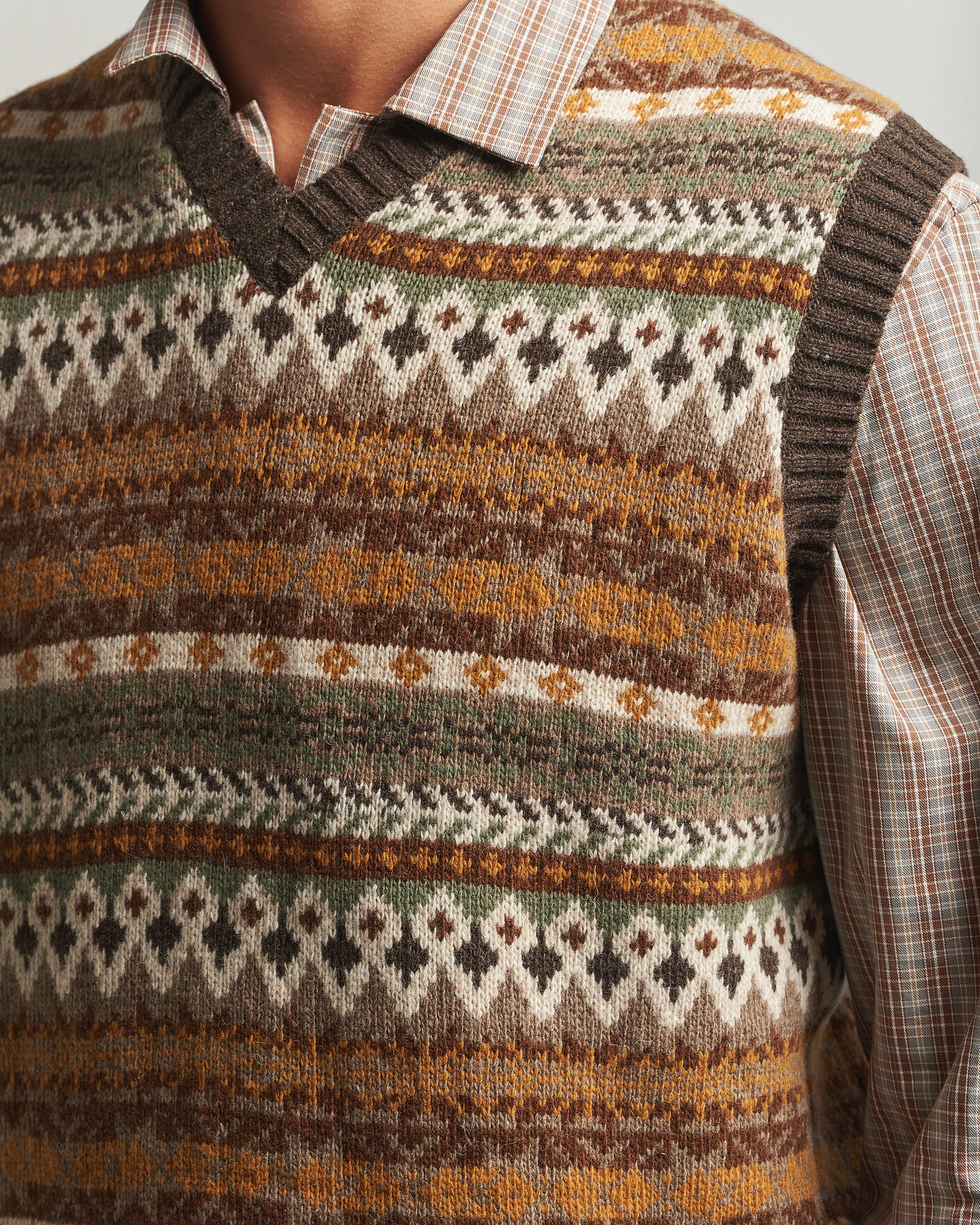 Herr | Tröjor | Forét | Fairisle Lambswool Vest Thyme