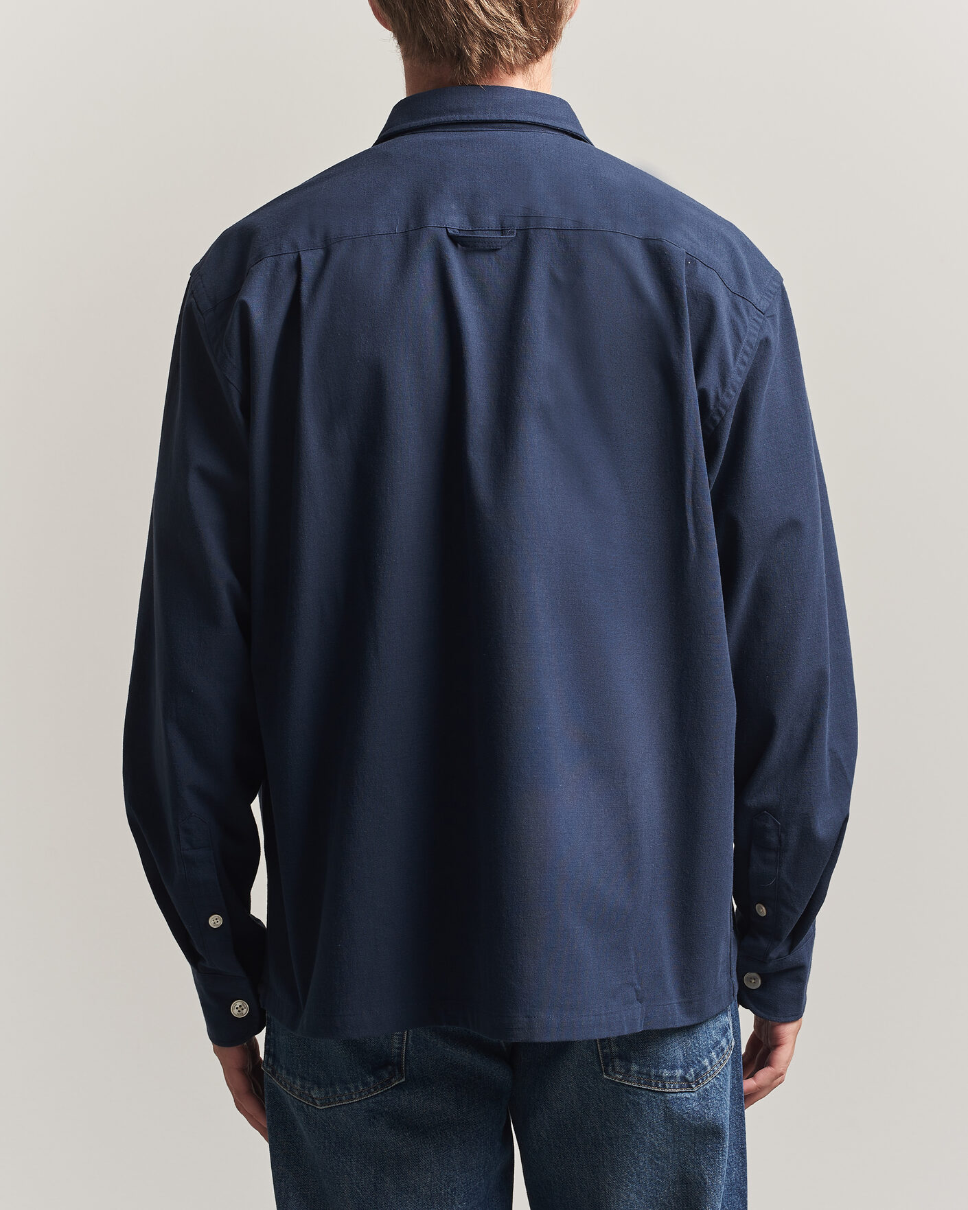 Herr | Skjortor | Forét | Lunar Relaxed Fit Textured Overshirt Navy