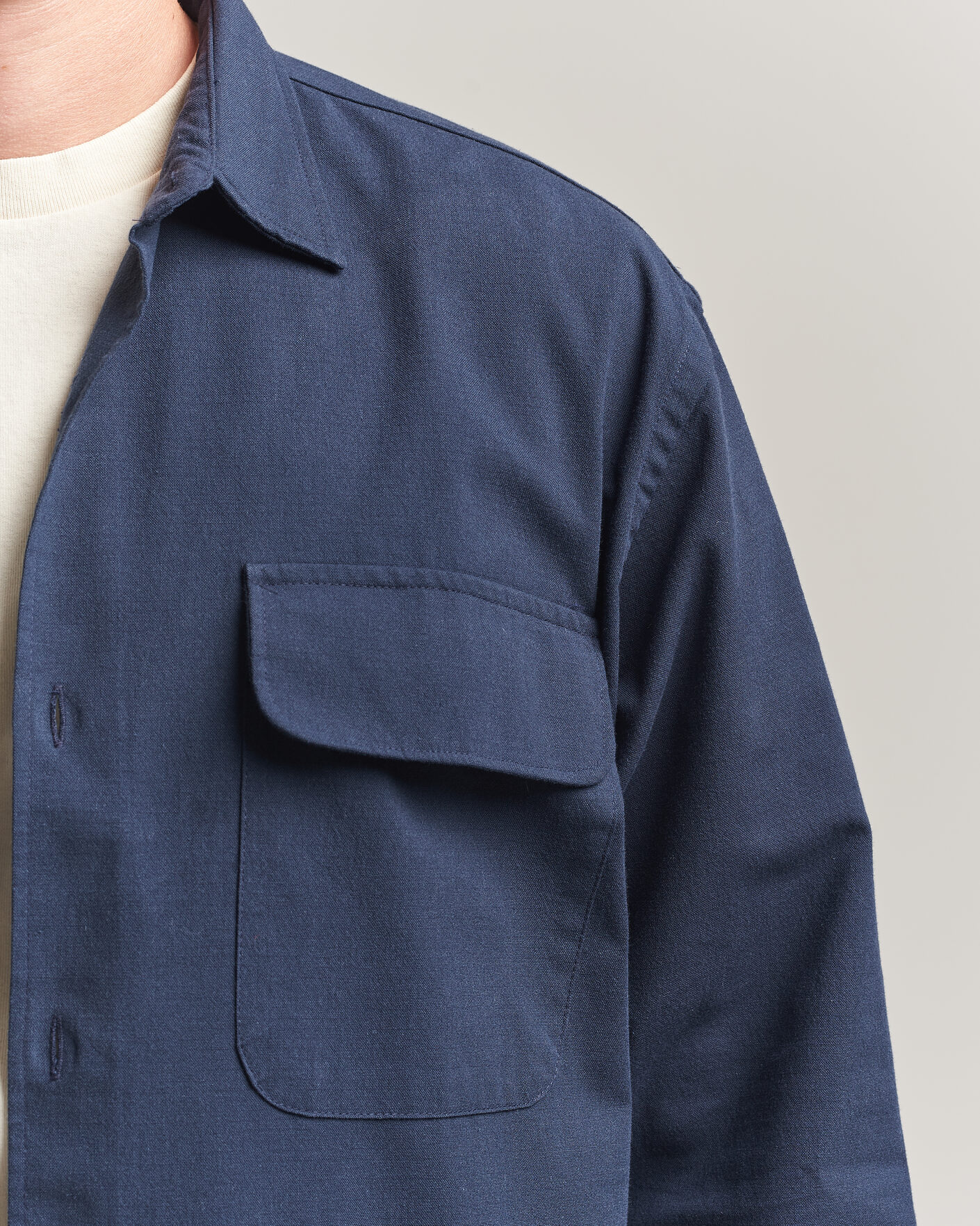 Herr | Skjortor | Forét | Lunar Relaxed Fit Textured Overshirt Navy
