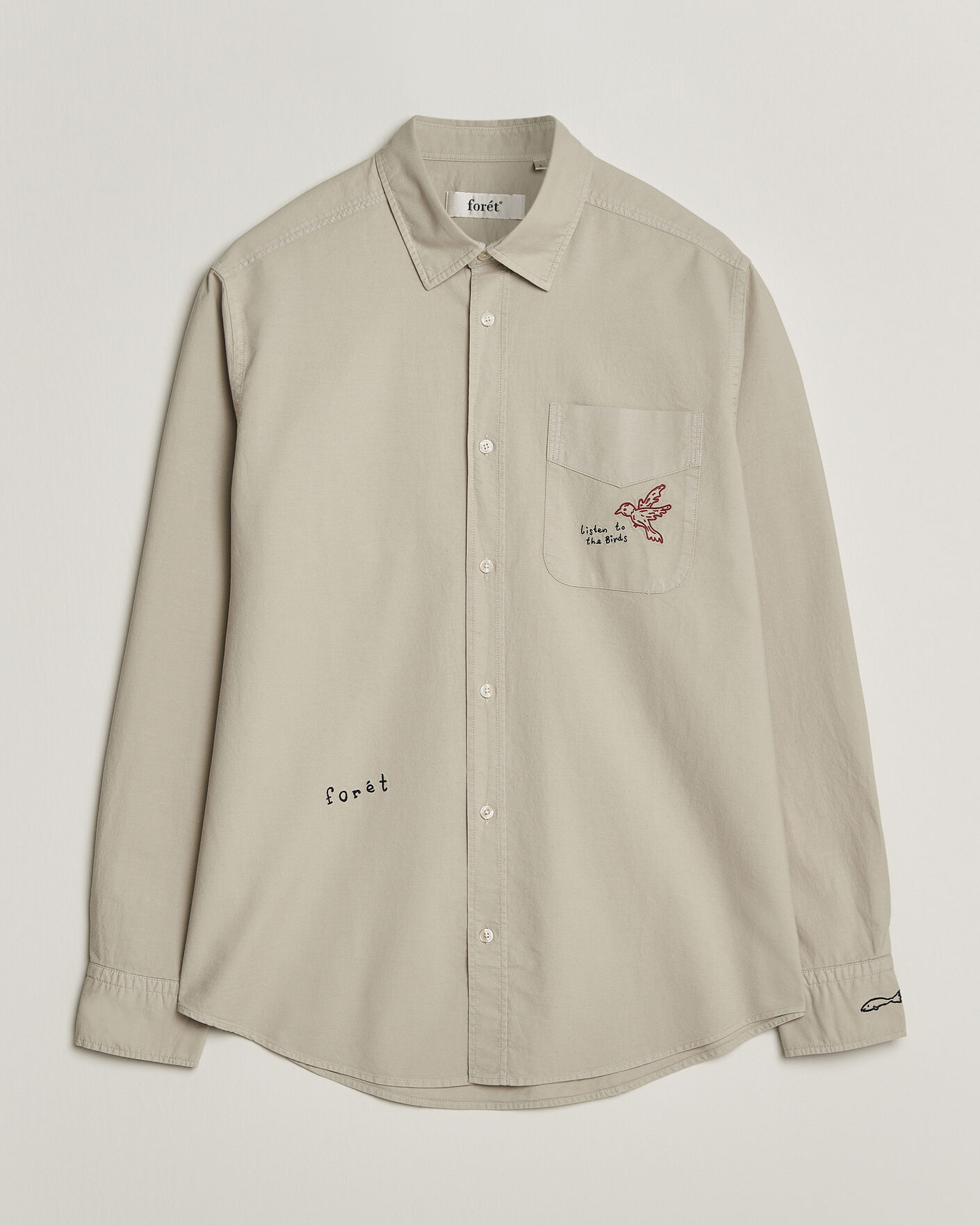 Herr | Skjortor | Forét | Maple Embroidery Oxford Shirt Oat