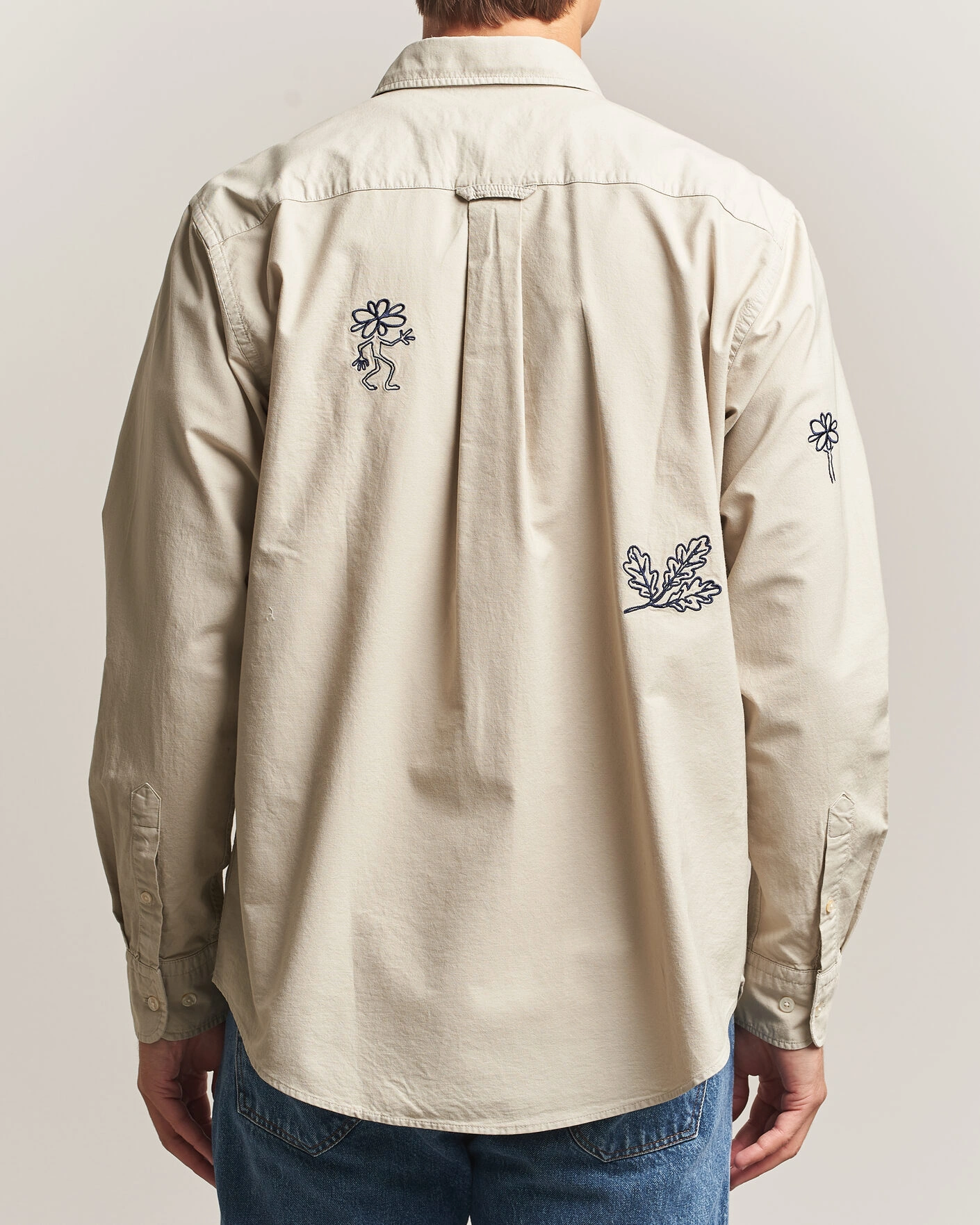 Herr | Skjortor | Forét | Maple Embroidery Oxford Shirt Oat