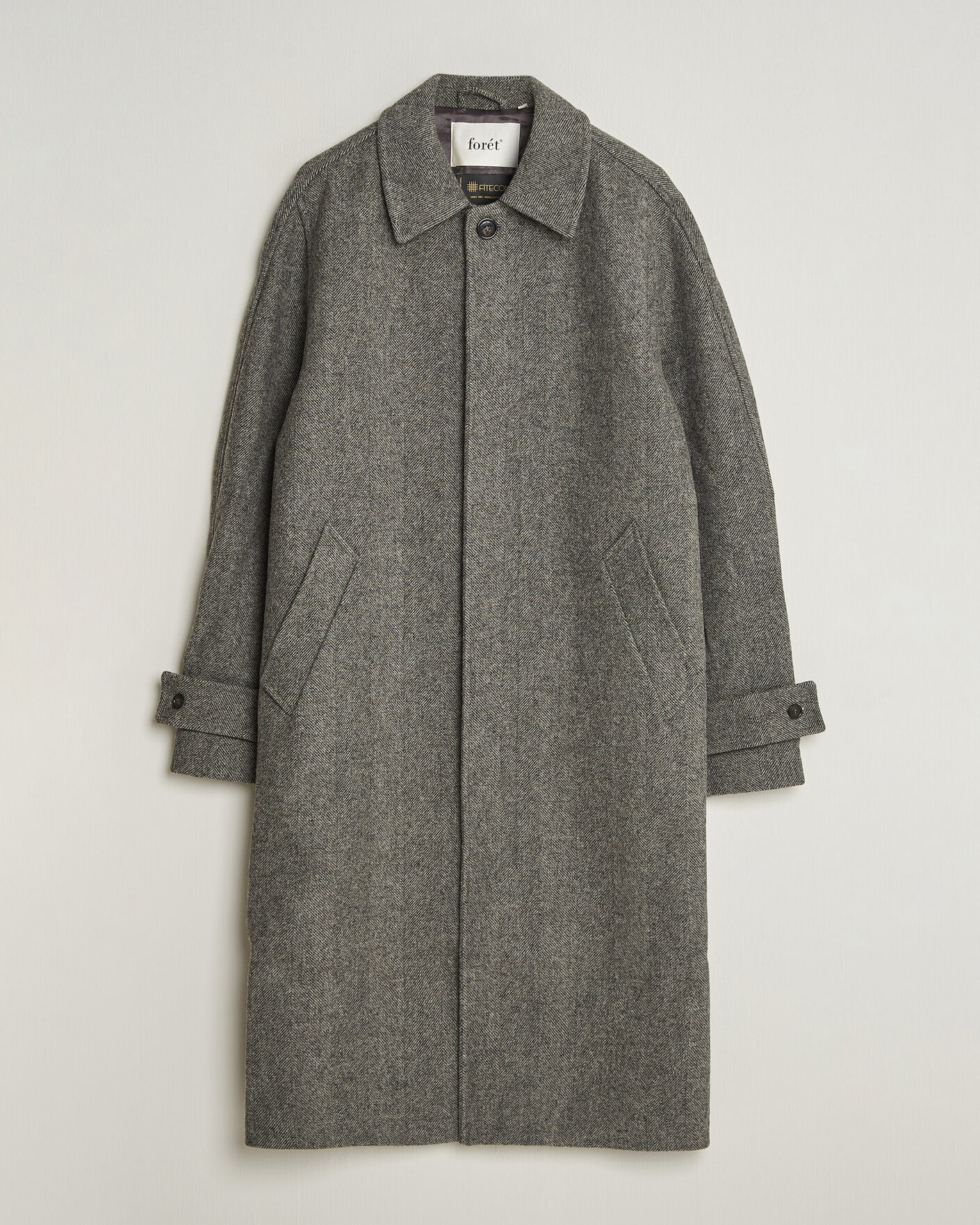 Herr | Jackor | Forét | Pine Wool Coat Grey Herringbone