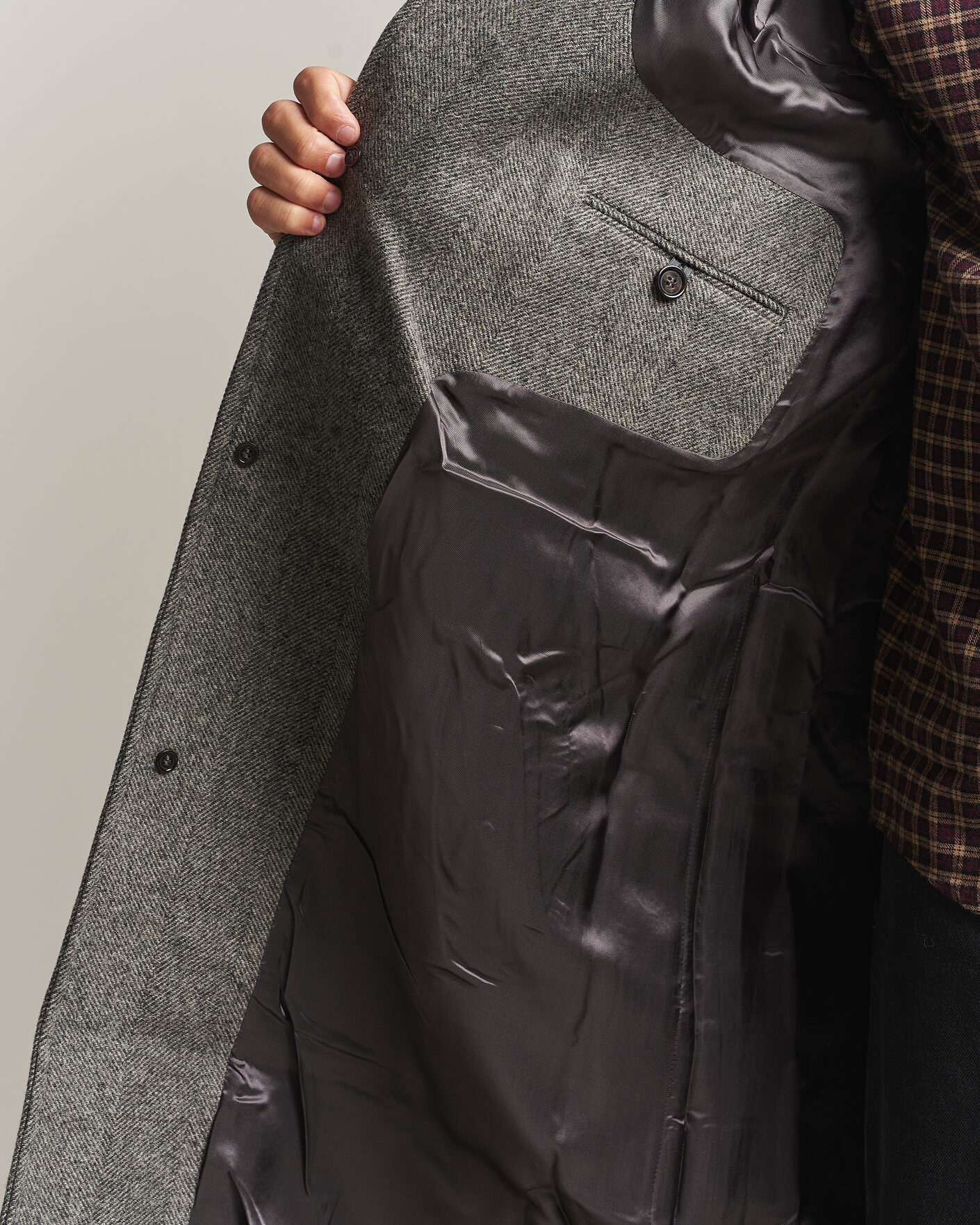 Herr | Jackor | Forét | Pine Wool Coat Grey Herringbone