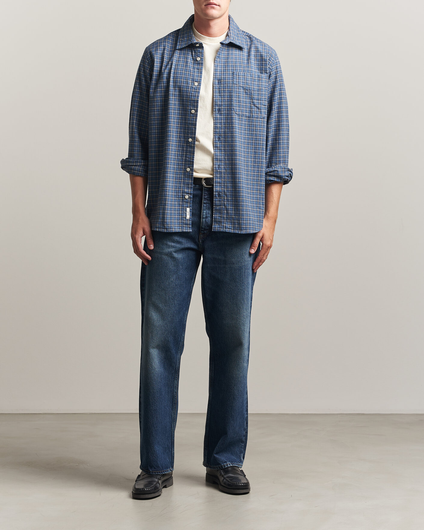 Herr | Skjortor | Forét | Ridge Flannel Check Shirt Navy