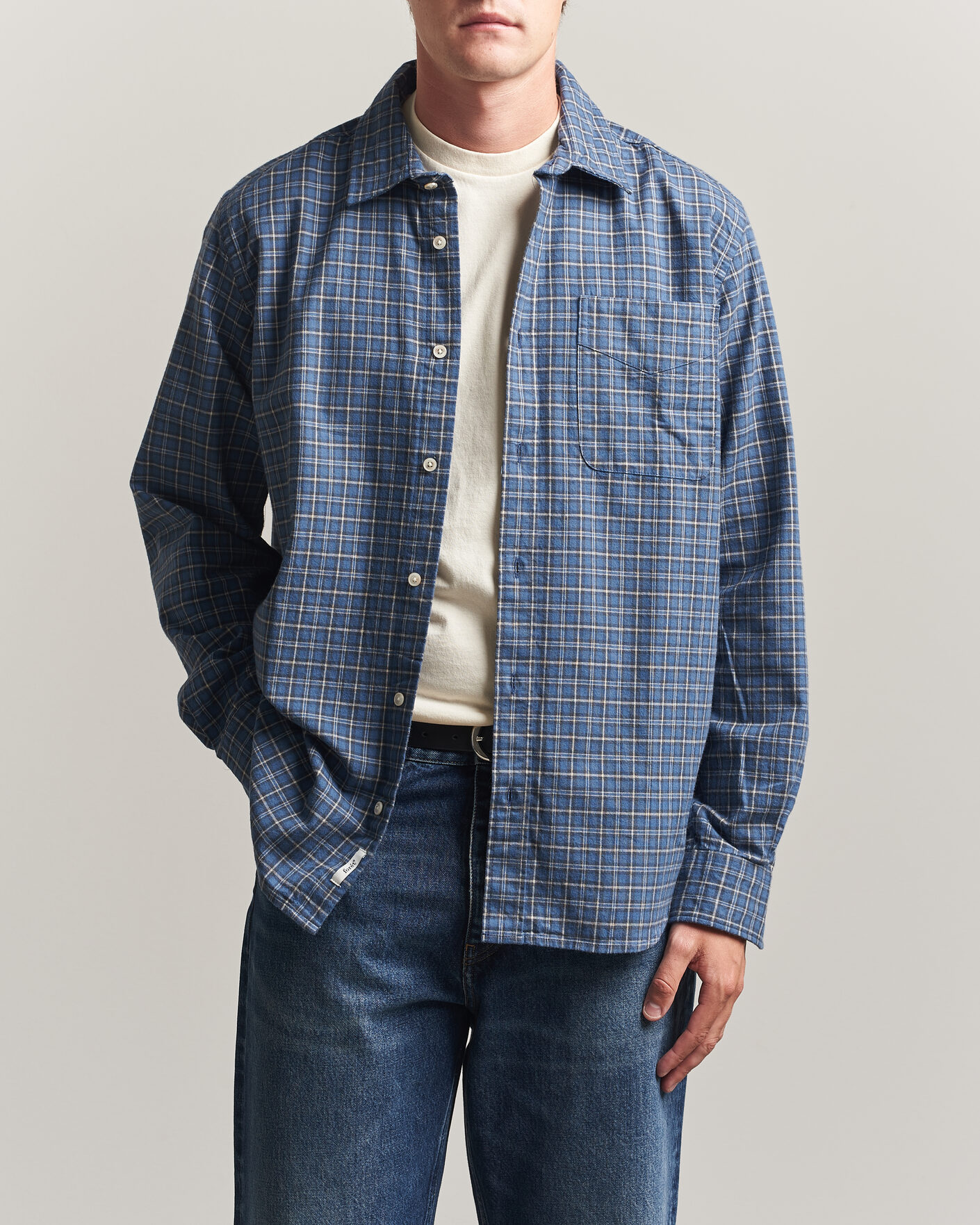 Herr | Skjortor | Forét | Ridge Flannel Check Shirt Navy