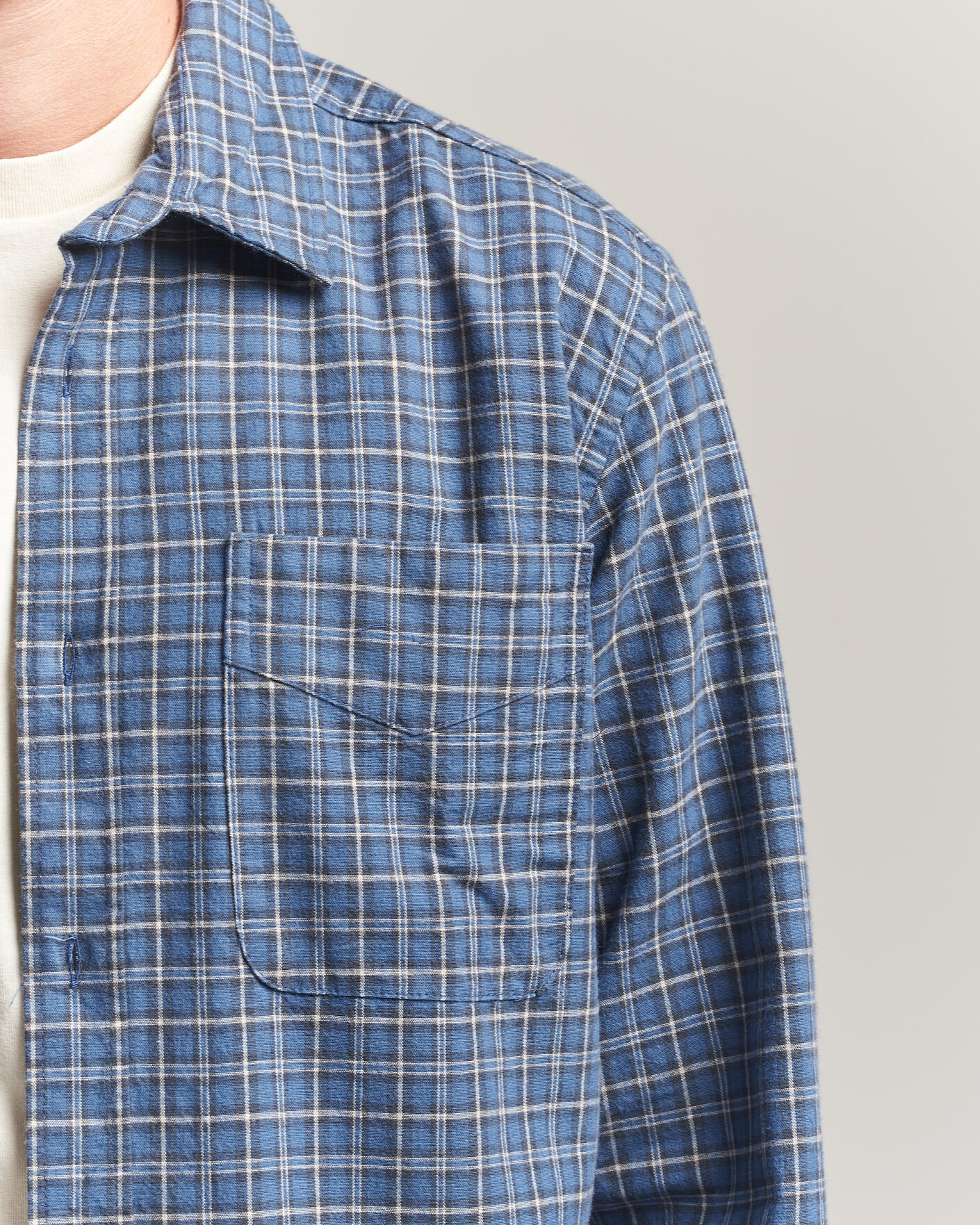 Herr | Skjortor | Forét | Ridge Flannel Check Shirt Navy