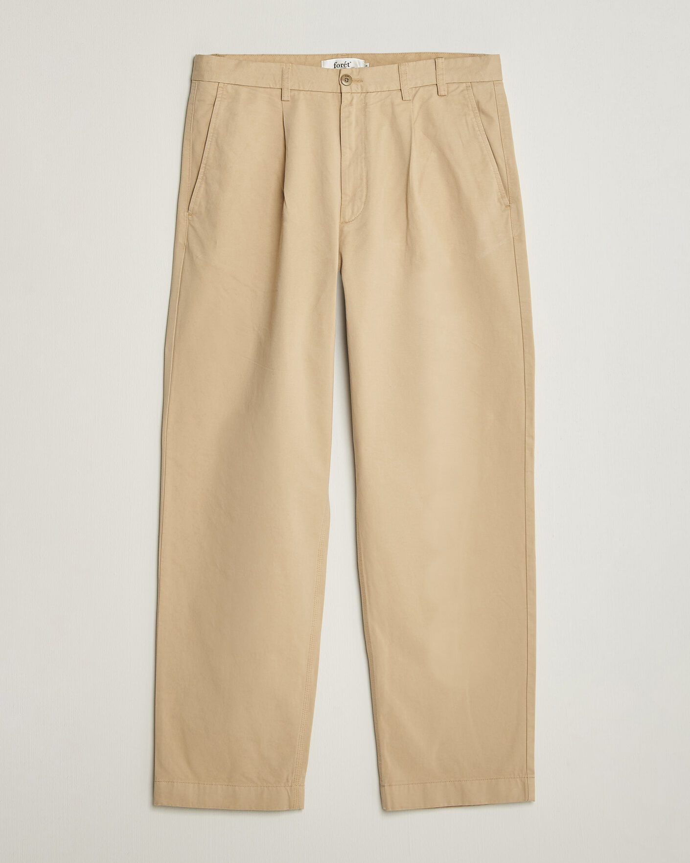 Herr | Byxor | Forét | Writer Relaxed Fit Pleated Pants Uniform Khaki