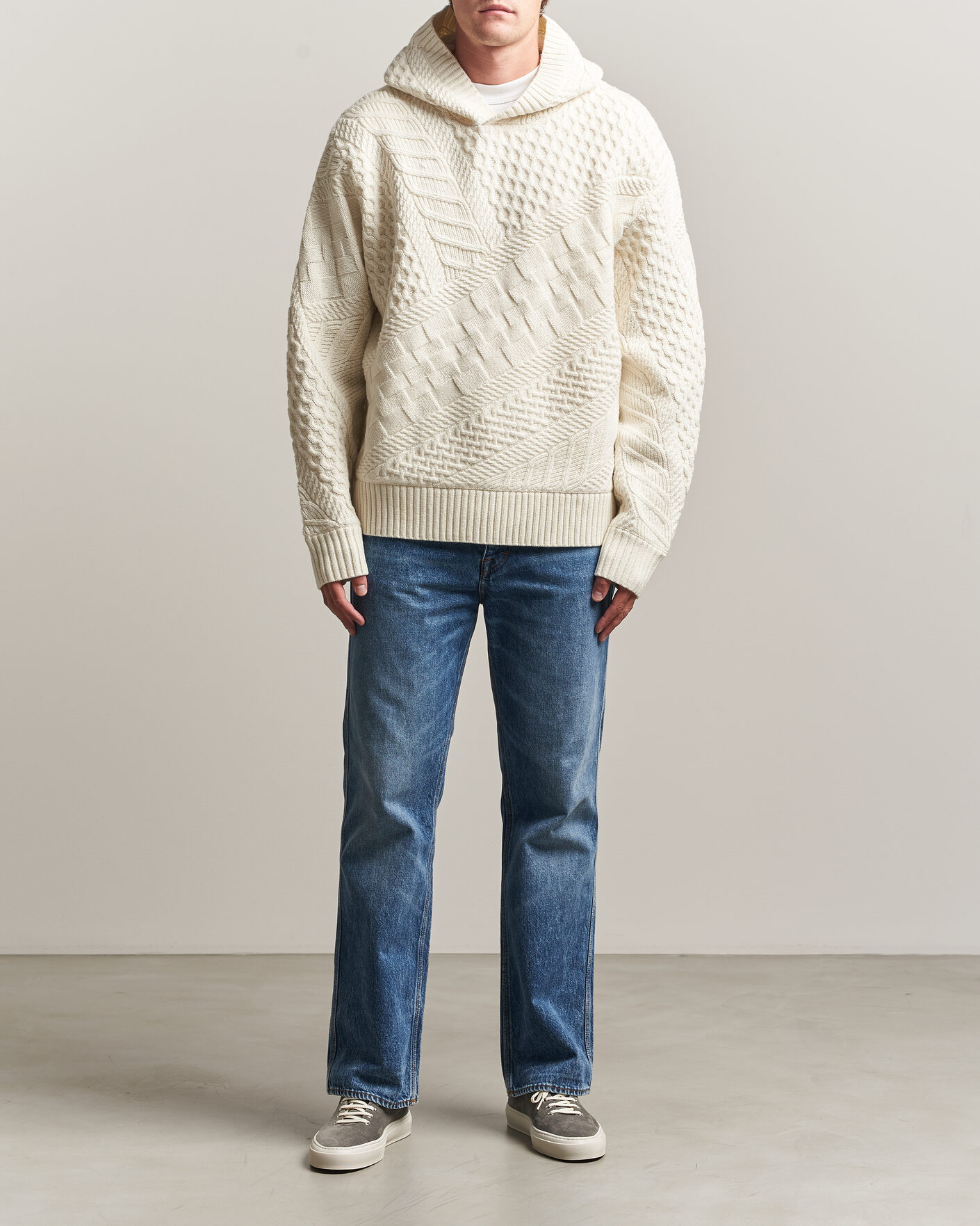 Herr | Tröjor | J.Lindeberg | Savio Cable Knitted Hoodie Tofu