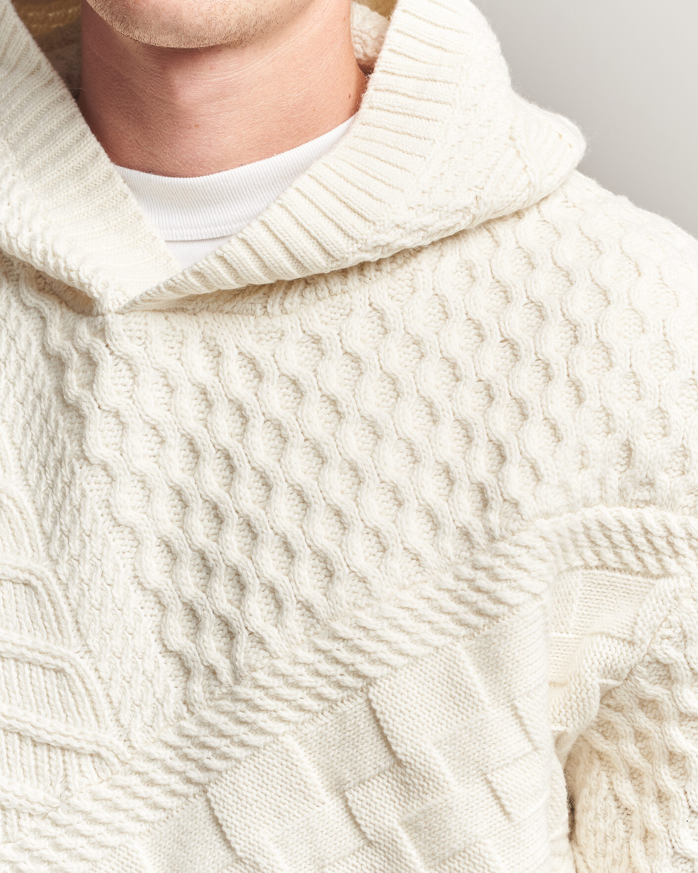 Herr | Tröjor | J.Lindeberg | Savio Cable Knitted Hoodie Tofu