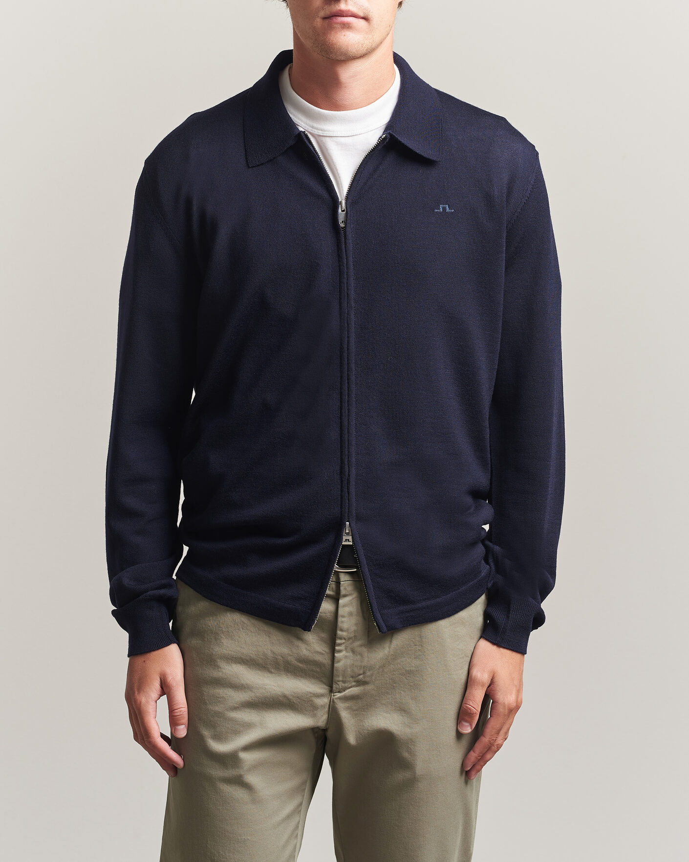 Herr | Tröjor | J.Lindeberg | Kaleb Merino Full Zip JL Navy