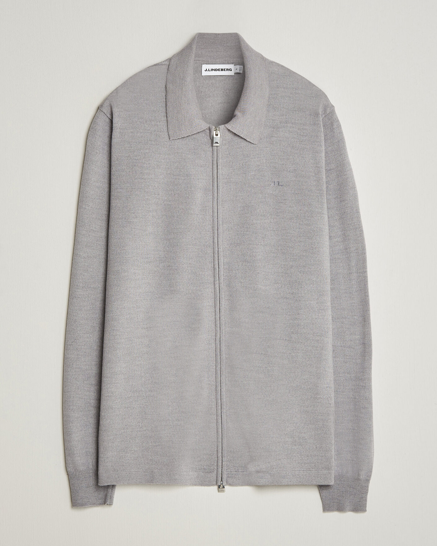 Herr | Tröjor | J.Lindeberg | Kaleb Merino Full Zip Light Grey Melange