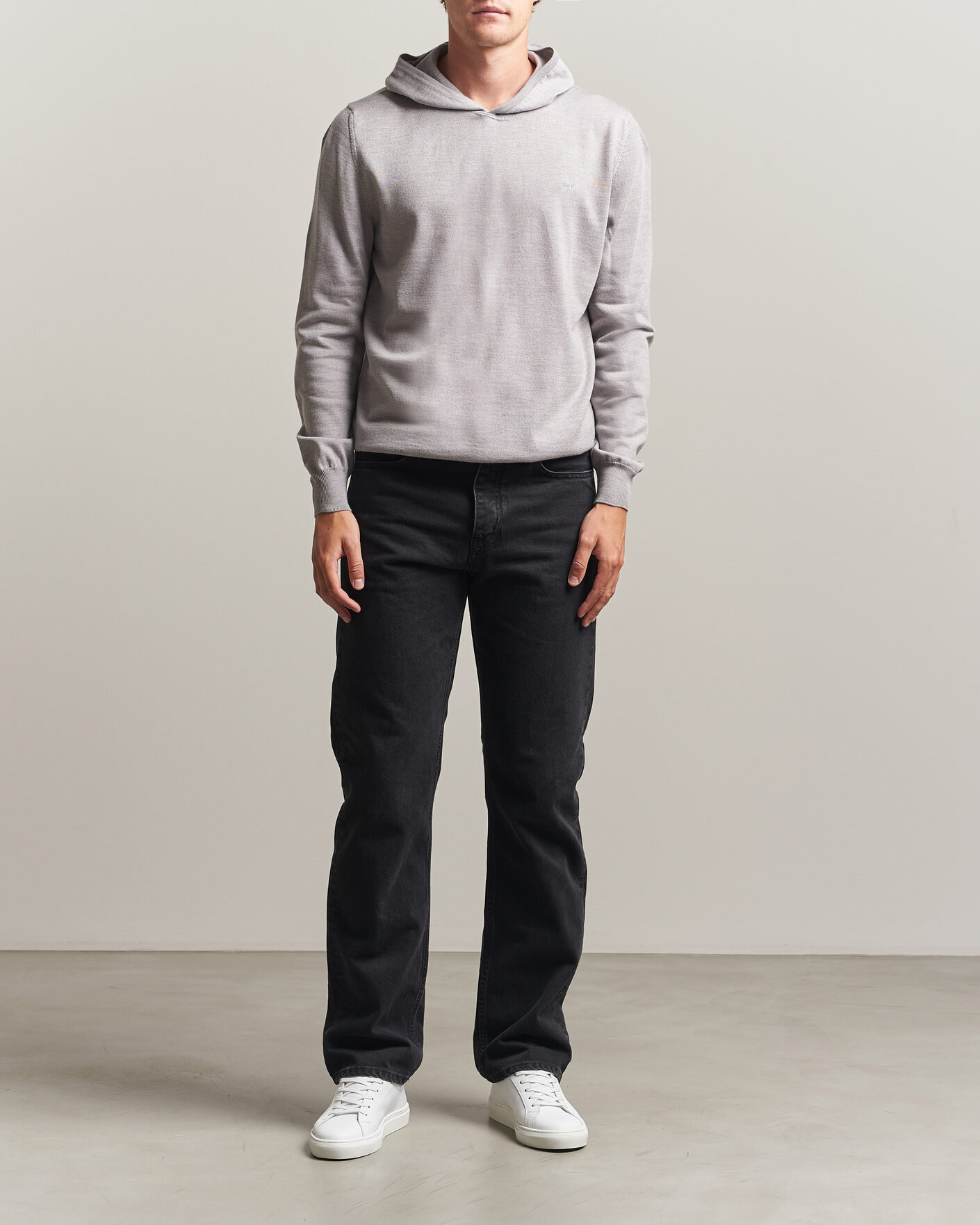 Herr | Tröjor | J.Lindeberg | Karl Merino Hoodie Light Grey Melange