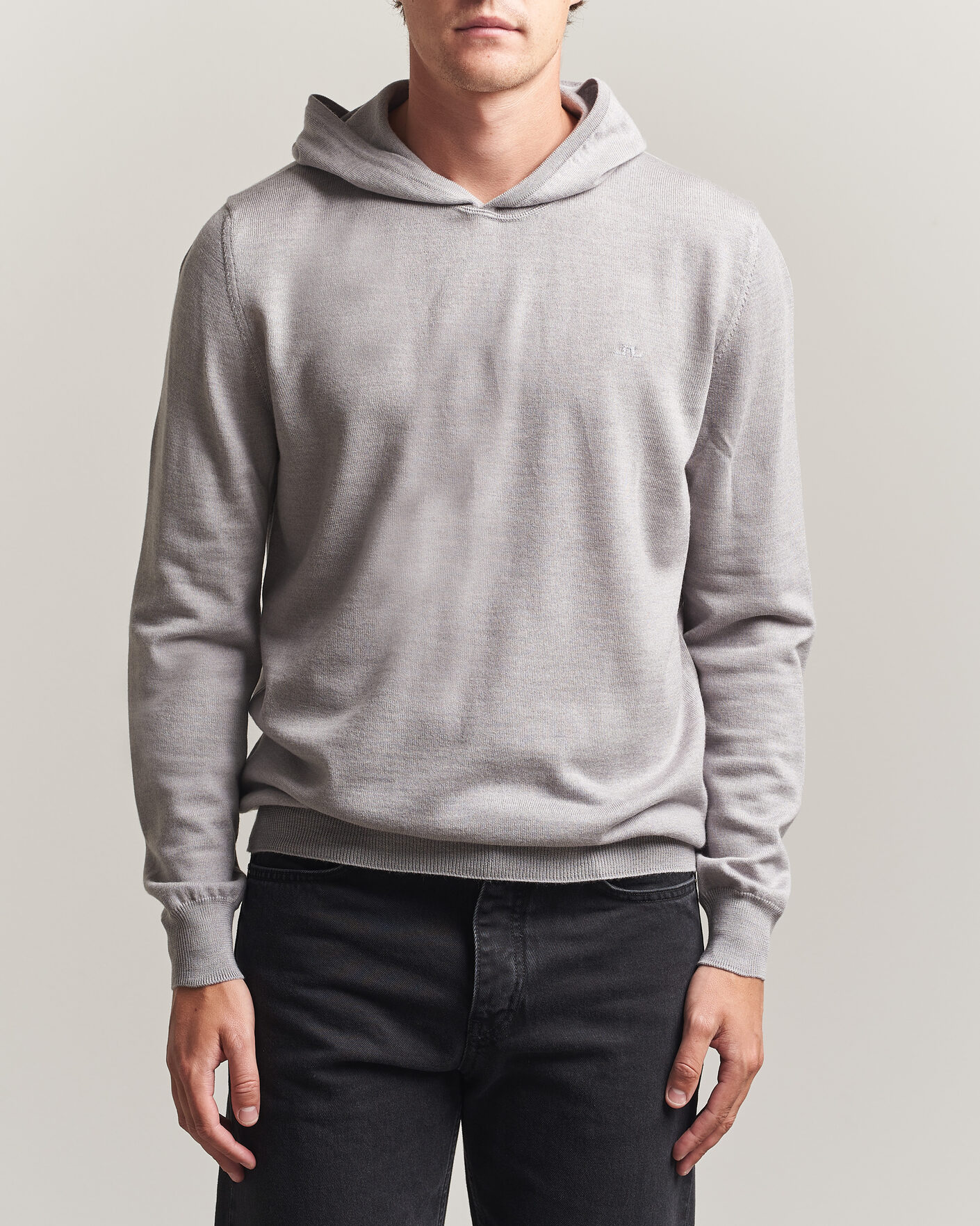 Herr | Tröjor | J.Lindeberg | Karl Merino Hoodie Light Grey Melange