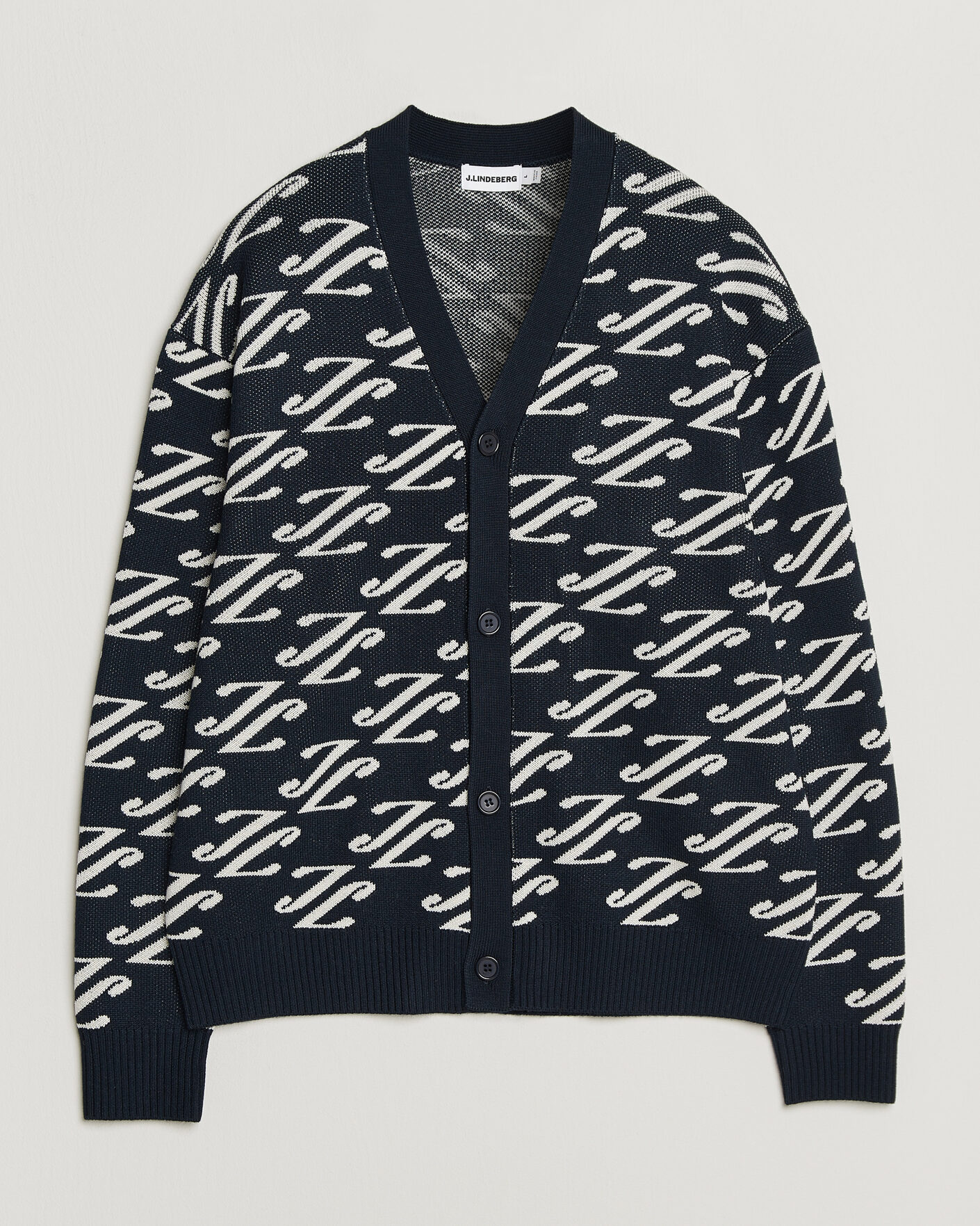 Herr | Tröjor | J.Lindeberg | Denny Jacquard Cardigan JL Navy