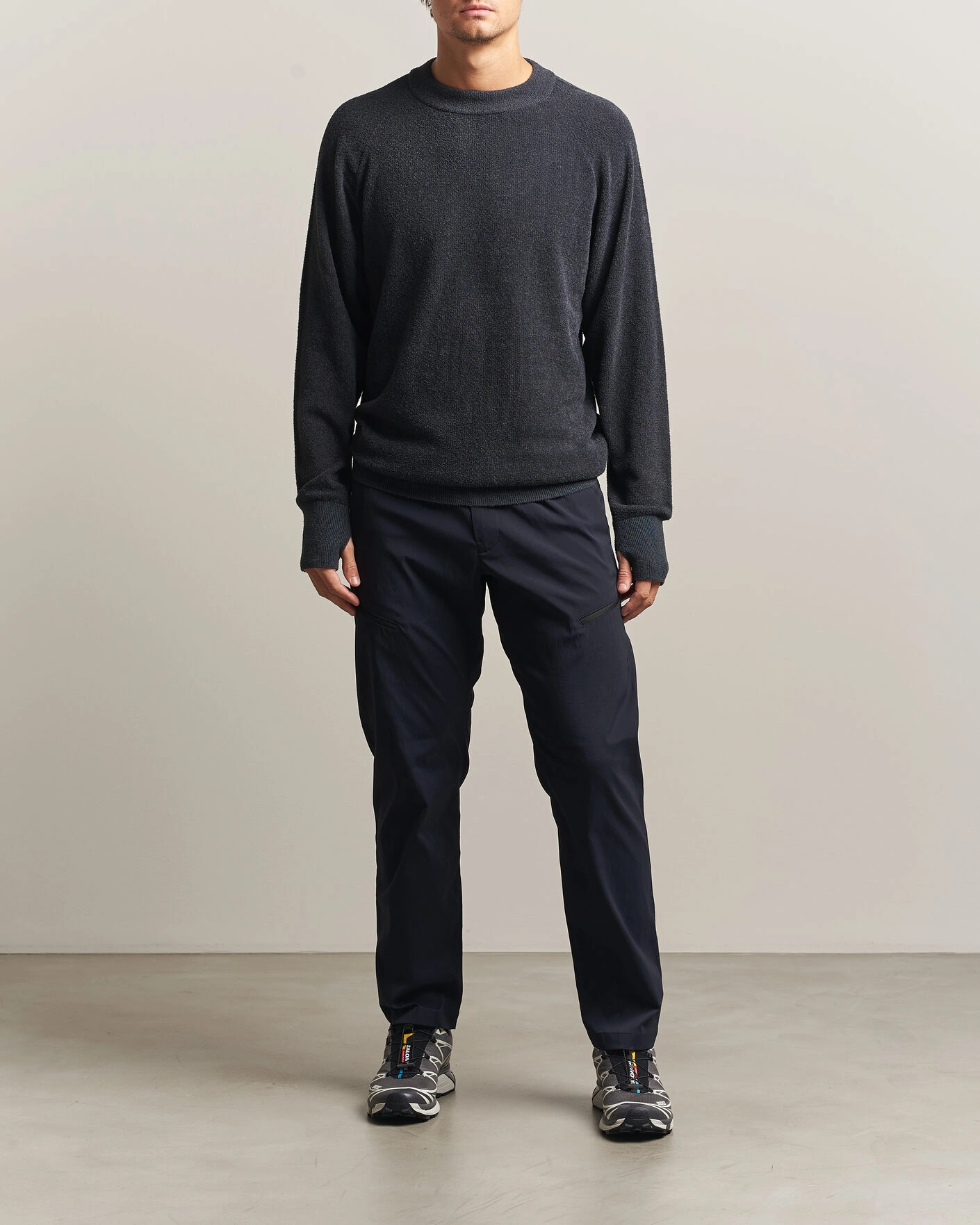 Herr | Tröjor | Goldwin | Mesh Pile Crew Neck Wolf Gray