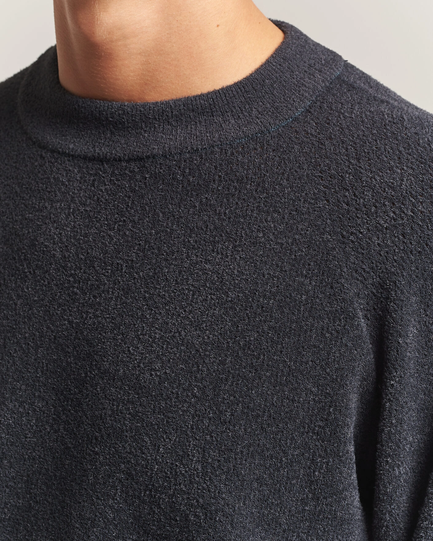 Herr | Tröjor | Goldwin | Mesh Pile Crew Neck Wolf Gray