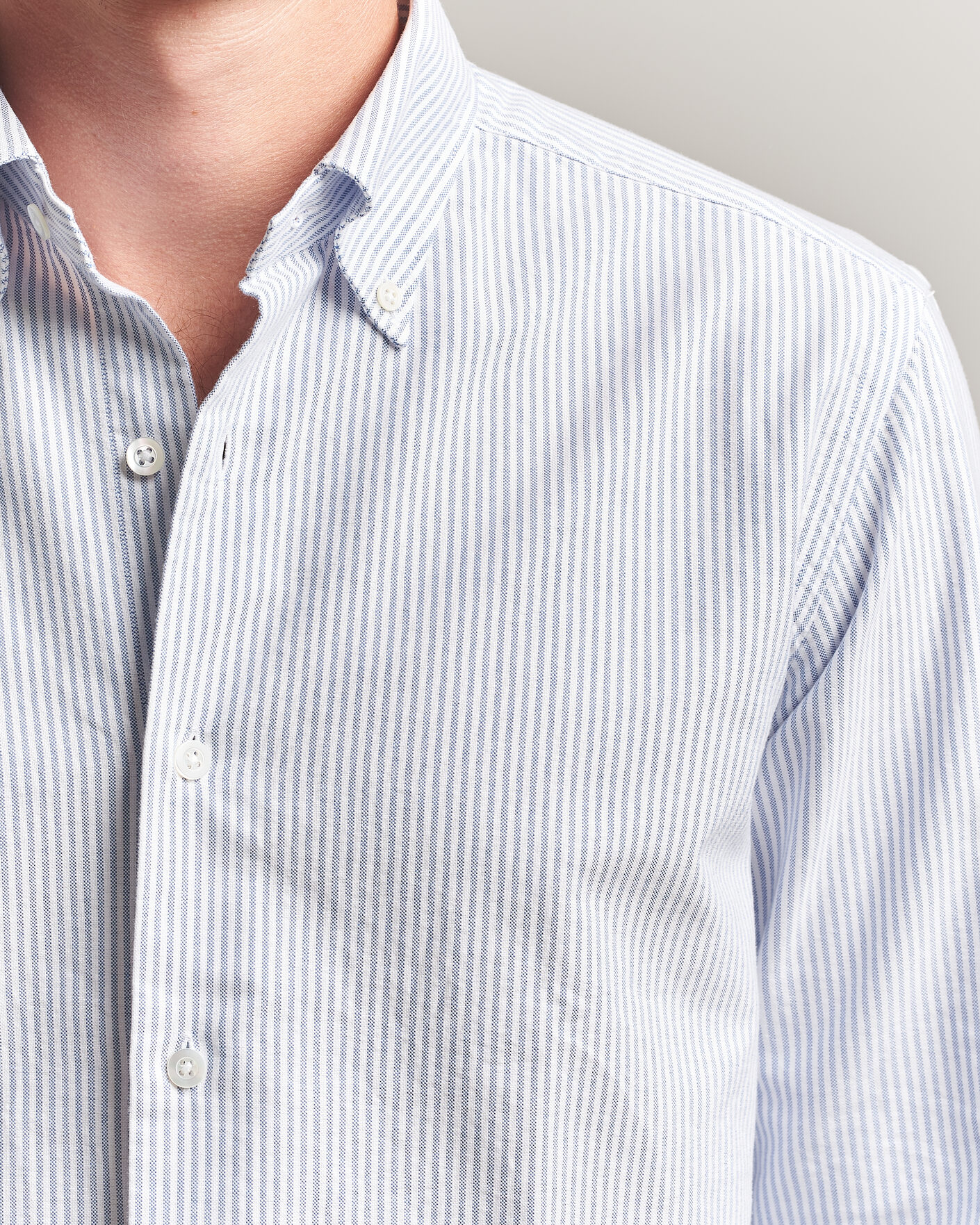 Herr | Skjortor | Grigio | Oxford Button Down Shirt Light Blue Stripe