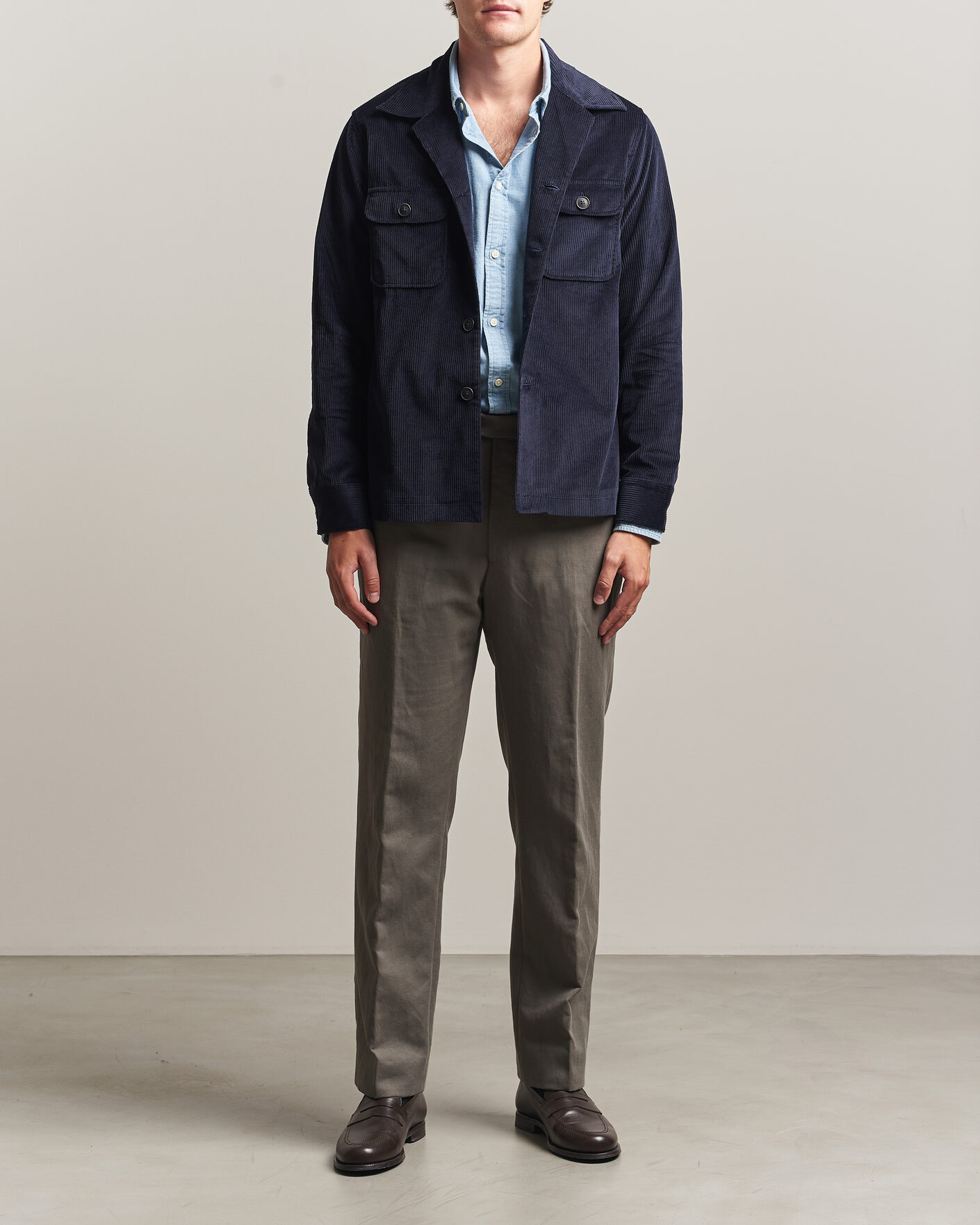 Herr | Skjortor | Grigio | Corduroy Overshirt Navy