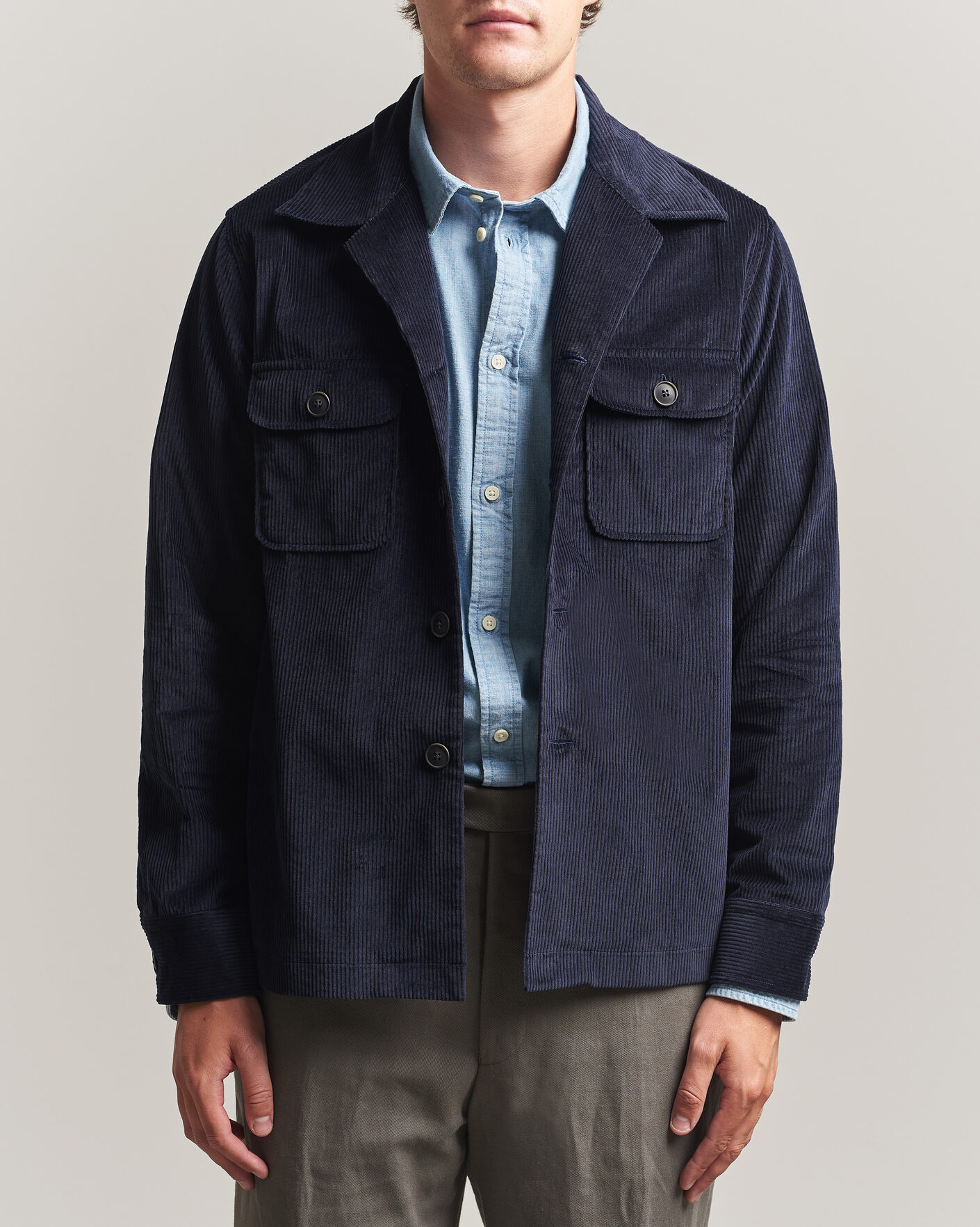 Herr | Skjortor | Grigio | Corduroy Overshirt Navy