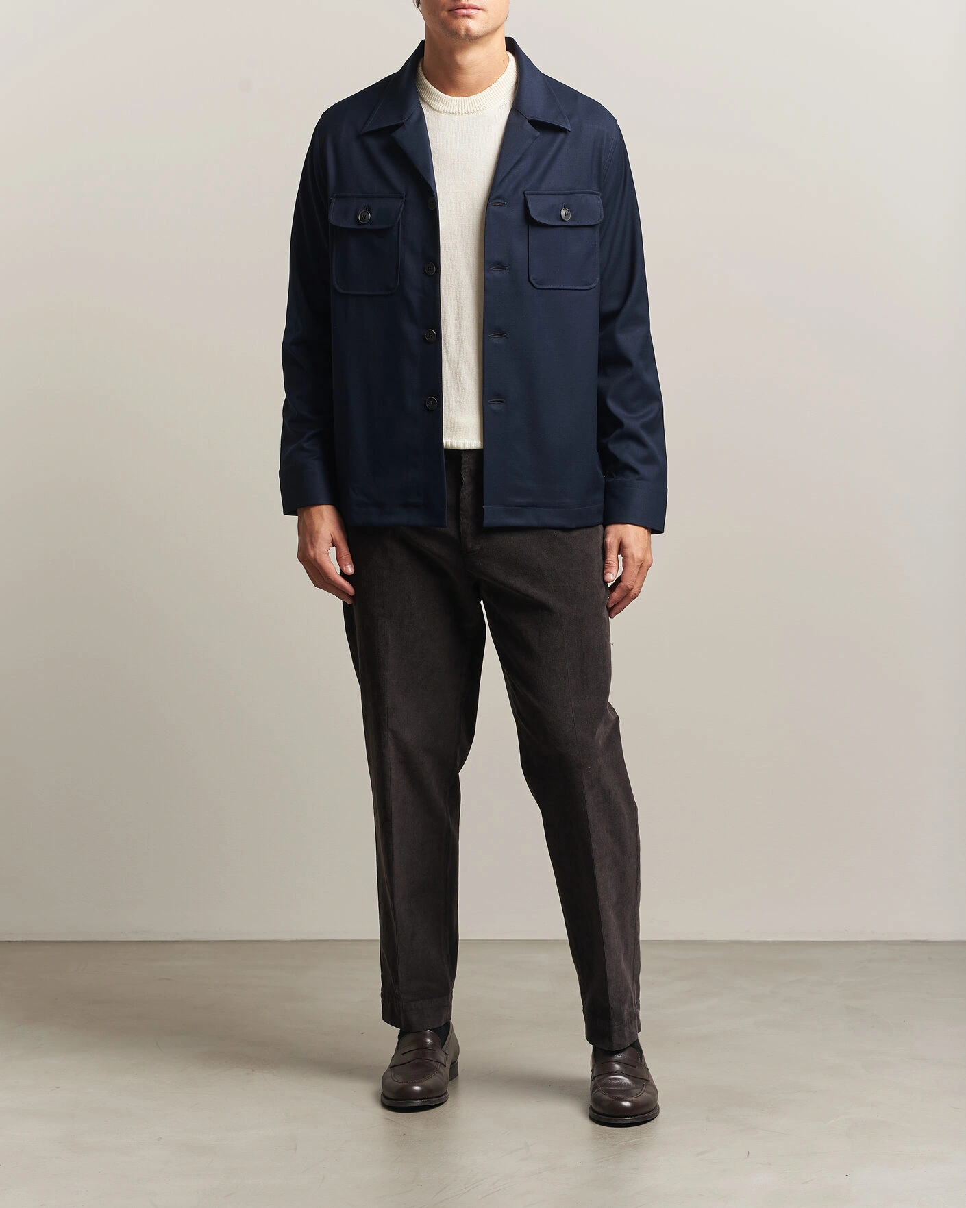 Herr | Skjortor | Grigio | Twill Overshirt Navy