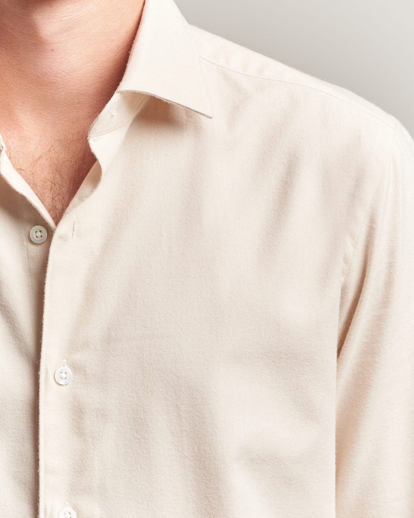 Herr | Skjortor | Grigio | Washed Flannel Shirt Off White