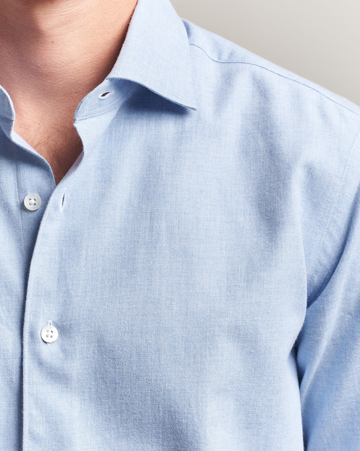 Herr | Skjortor | Grigio | Washed Flannel Shirt Light Blue