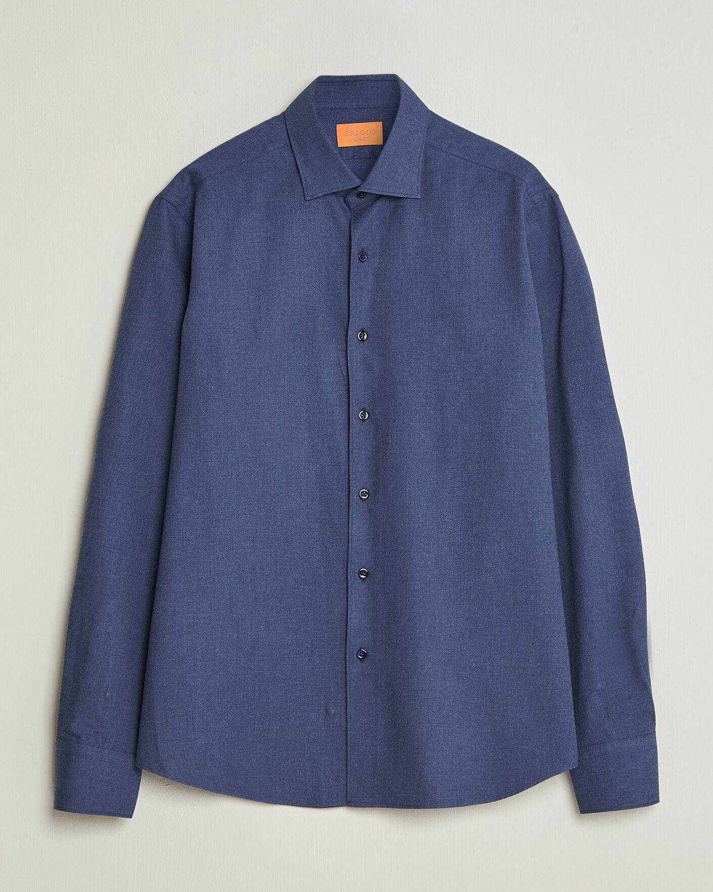 Herr | Skjortor | Grigio | Washed Flannel Shirt Navy