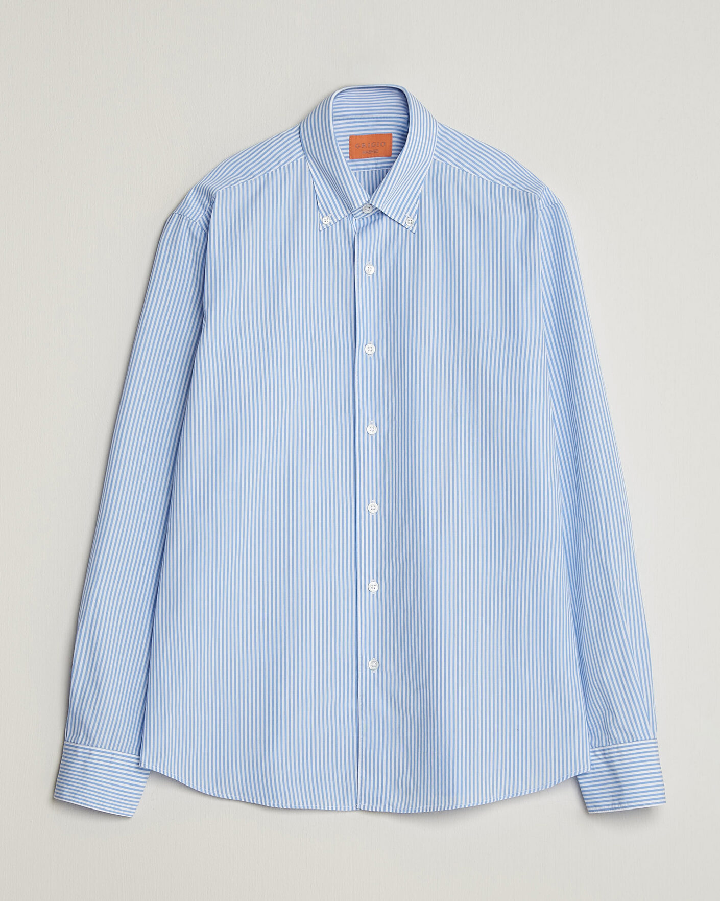 Herr | Skjortor | Grigio | Popeline Button Down Shirt Light Blue Stripe