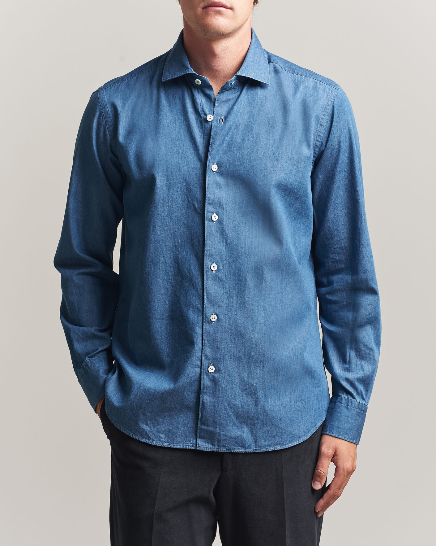 Herr | Skjortor | Grigio | Denim Shirt Light Blue