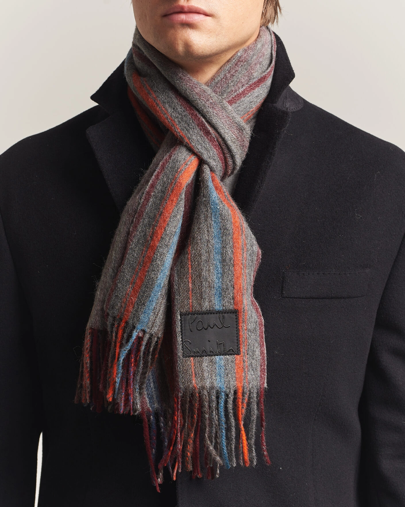 Herr | Halsdukar | Paul Smith | Lambswool Striped Scarf Red