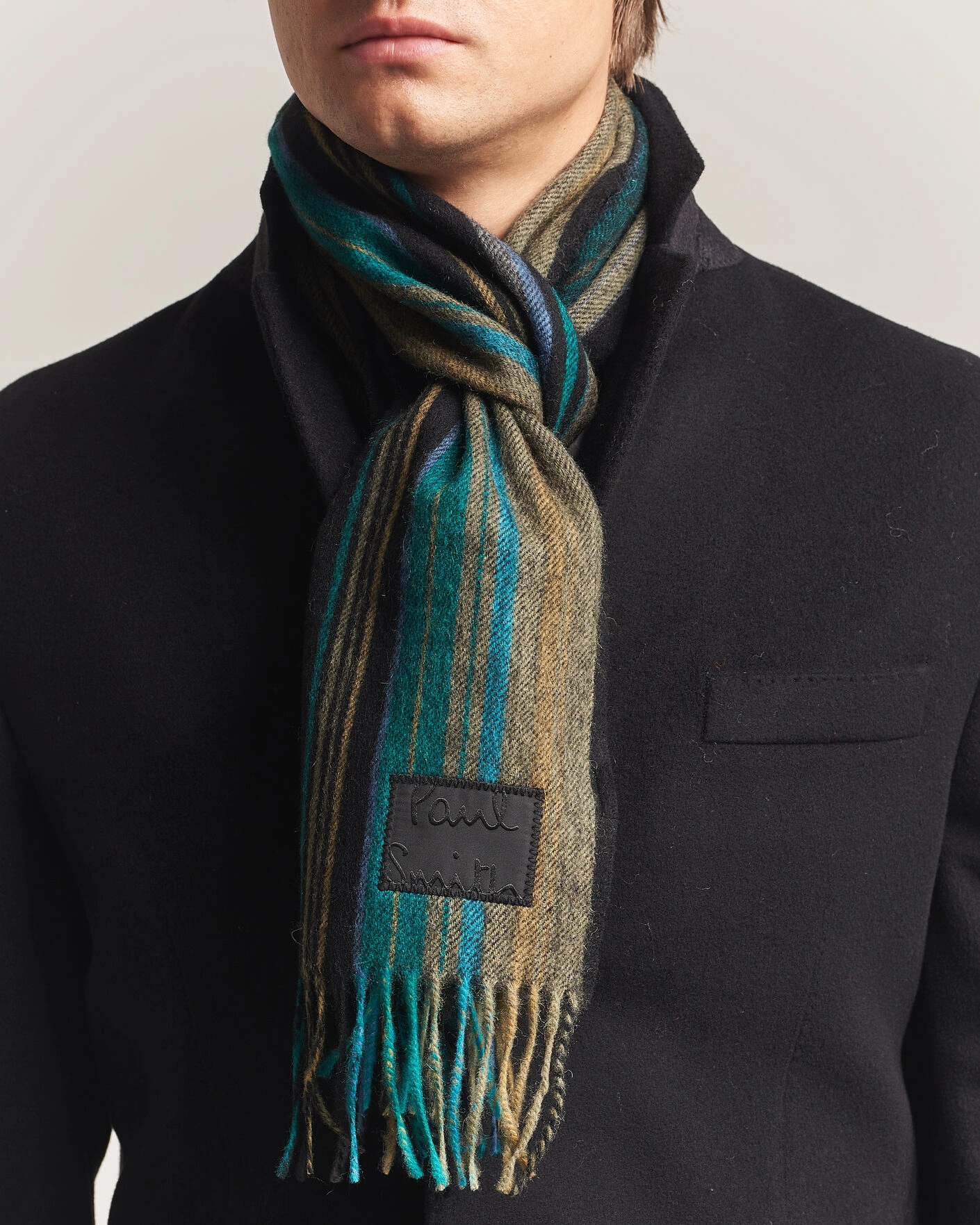 Herr | Halsdukar | Paul Smith | Lambswool Striped Scarf Black