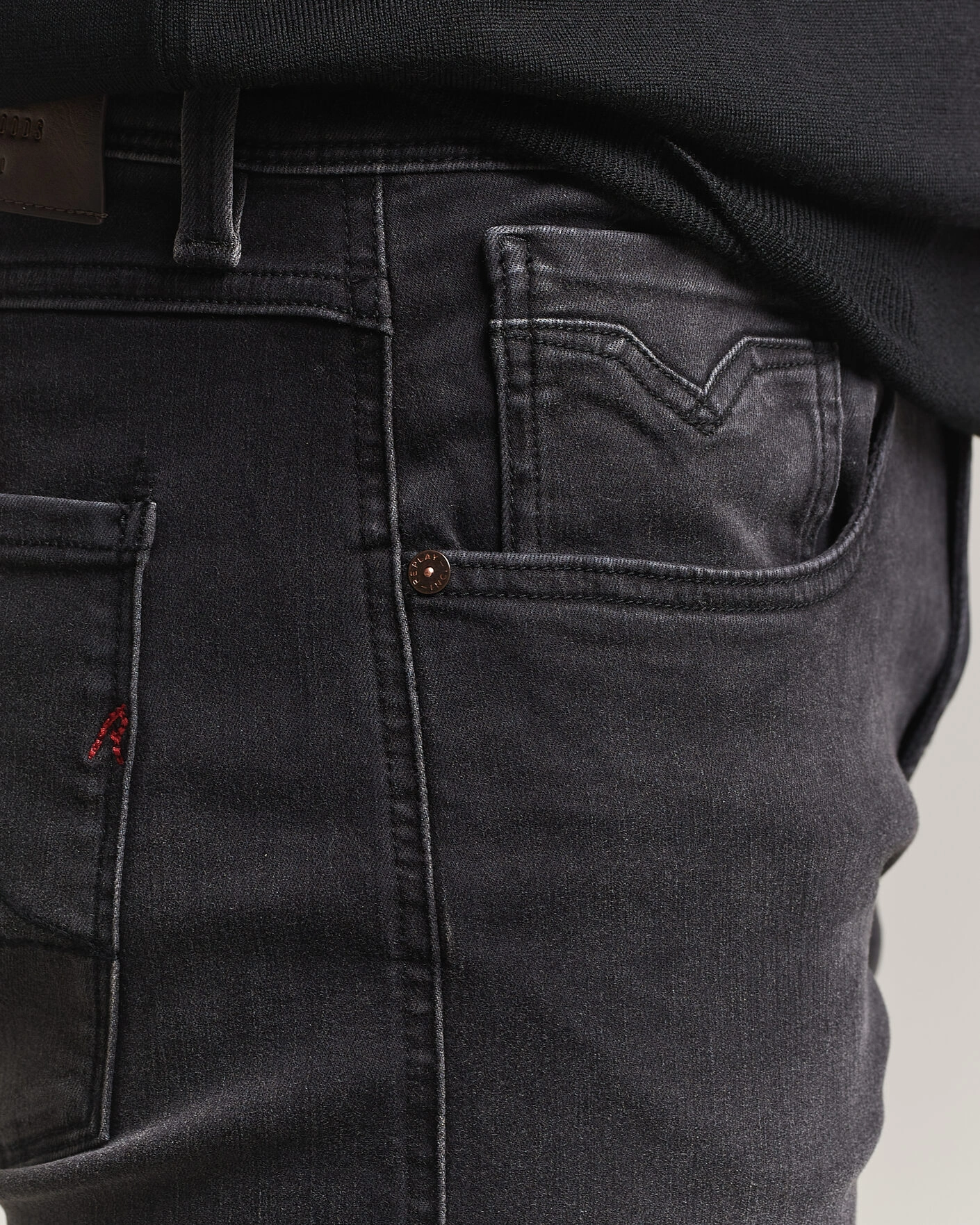 Herr | Jeans | Replay | Anbass Hyperflex Jeans Washed Black