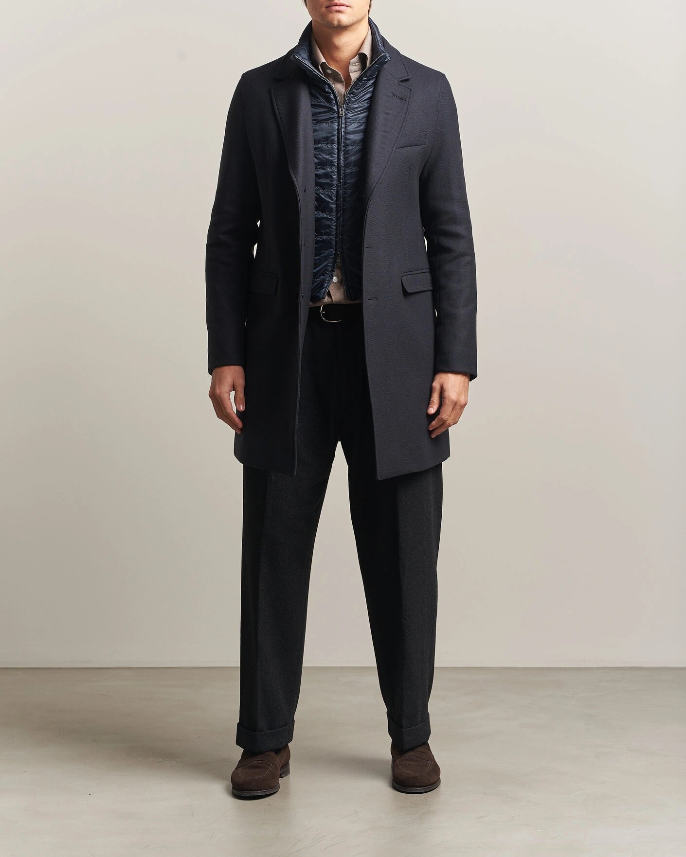 Herr | Jackor | Herno | Wool Zip Coat Navy