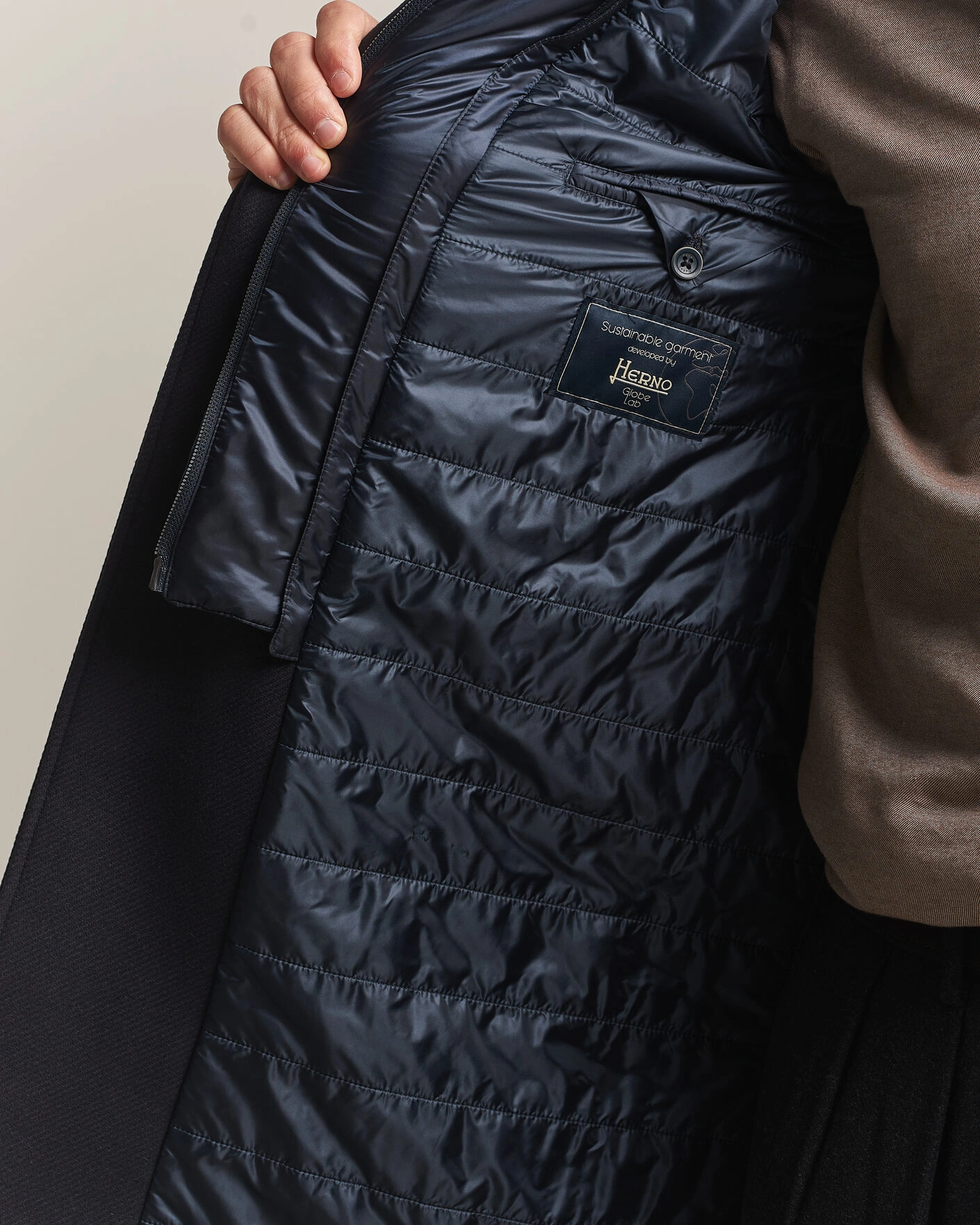 Herr | Jackor | Herno | Wool Zip Coat Navy