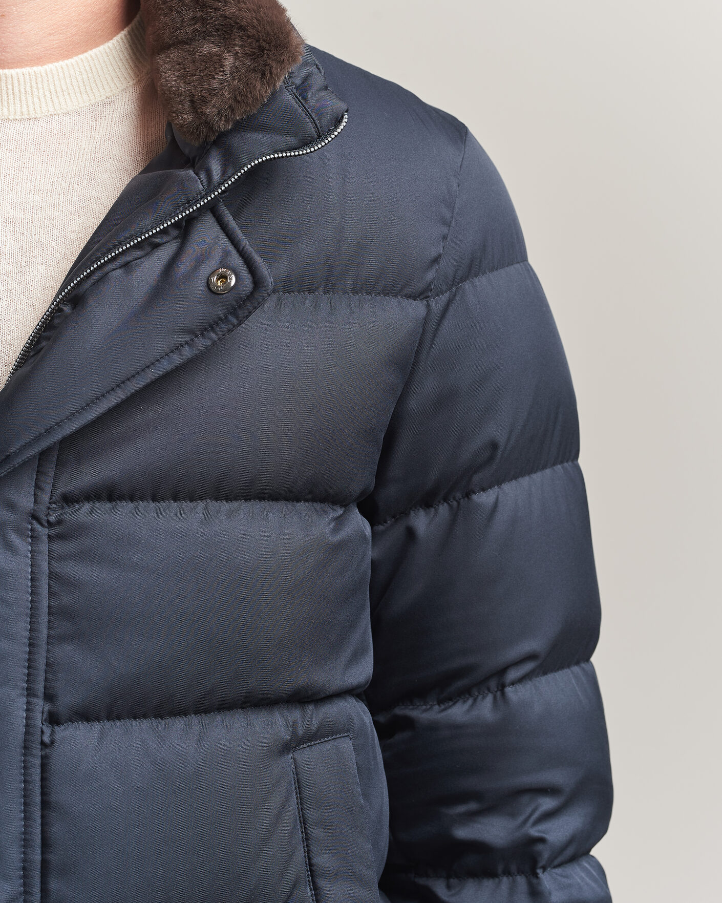 Herr | Jackor | Herno | Faux Fur Down Jacket Navy