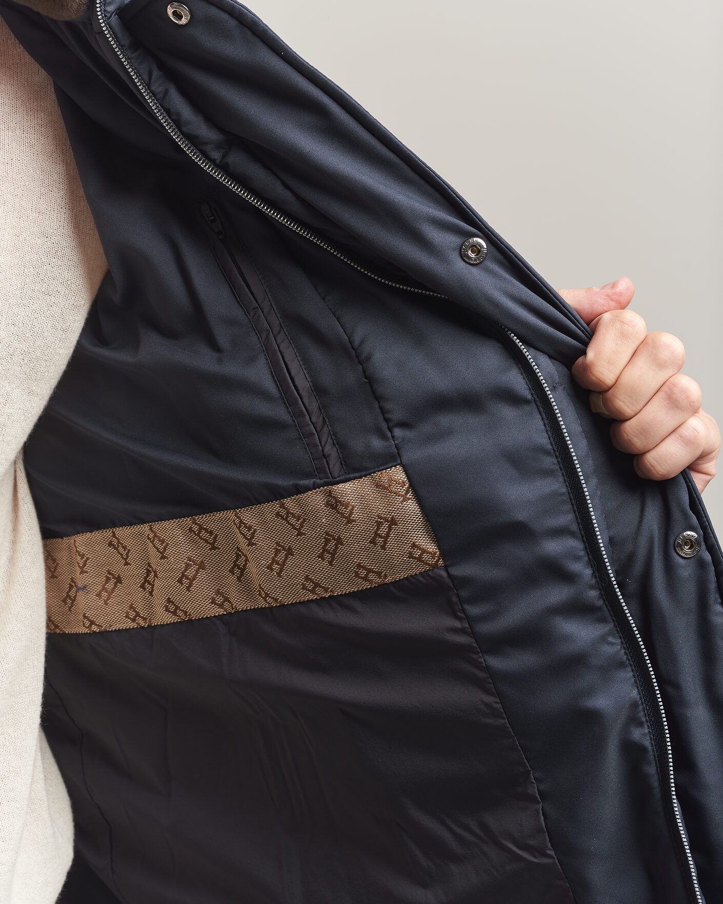 Herr | Jackor | Herno | Faux Fur Down Jacket Navy