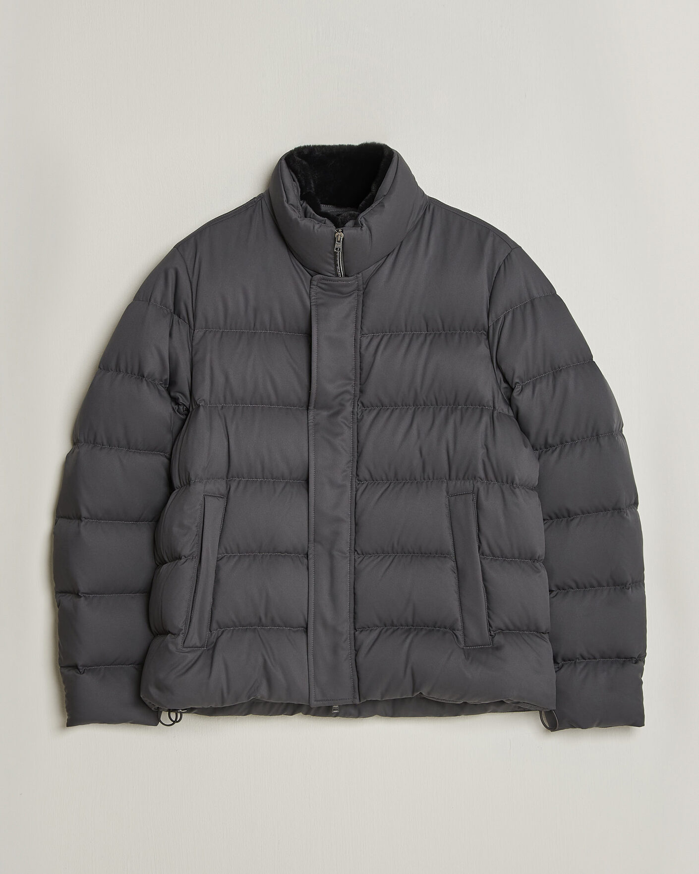 Herr | Jackor | Herno | Faux Fur Down Jacket Dark Grey