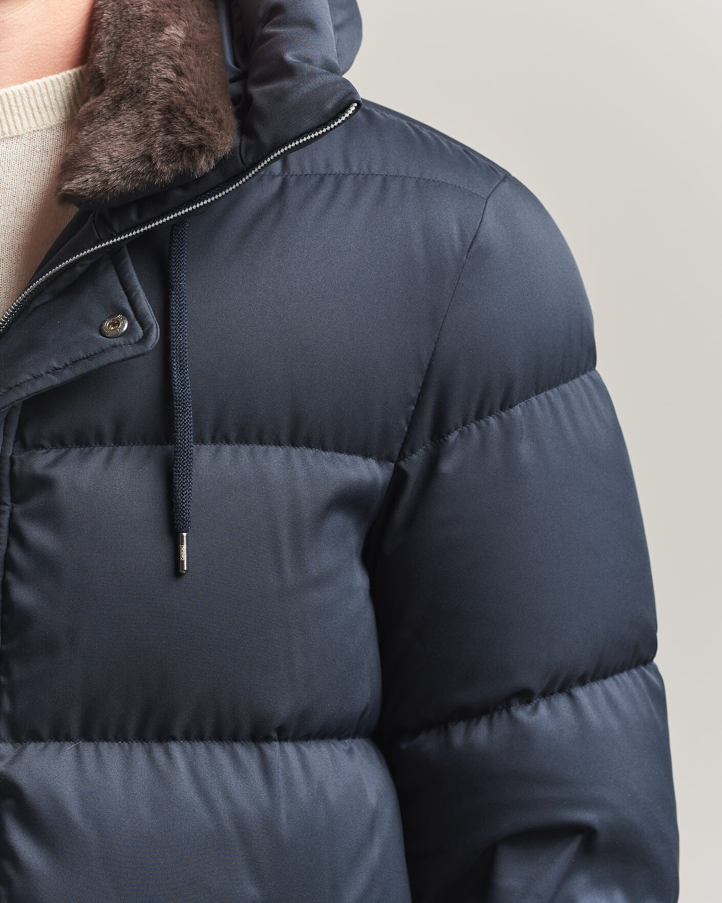 Herr | Jackor | Herno | Faux Fur Down Parka Navy